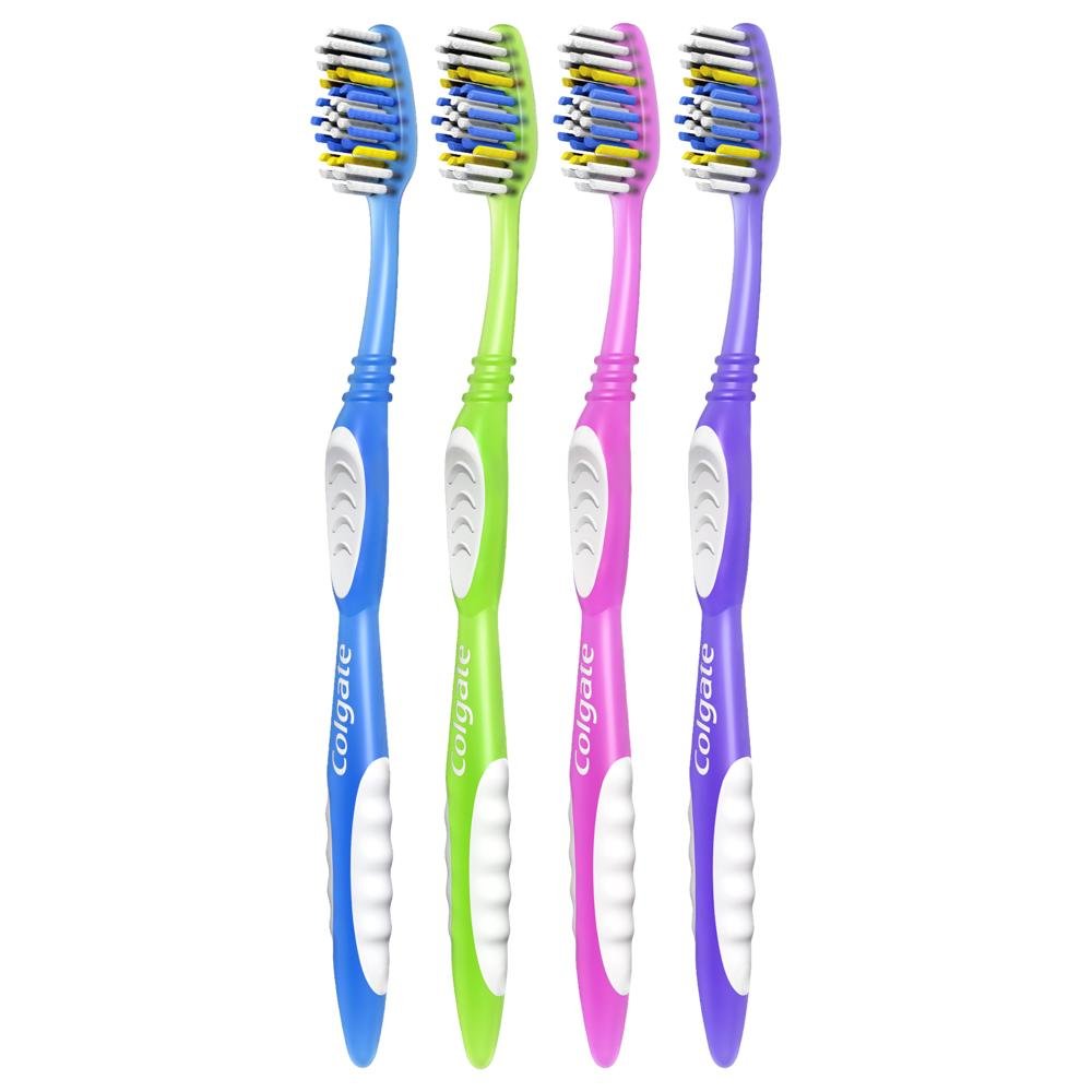 Colgate Soft Toothbrush Value 24 Pack - Extra Clean with Circular Power Soft Bristles, Grip Handle, 4 Toothbrushes, Multicoloured