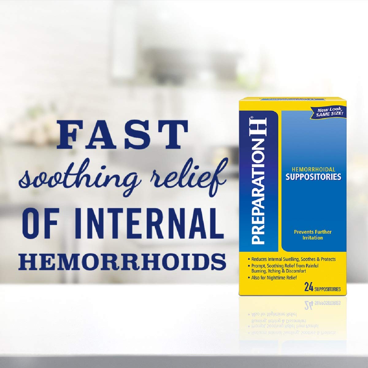 Preparation H Multi-Symptom Hemorrhoid Treatment Suppositories with Bio-Dyne, 24-Count