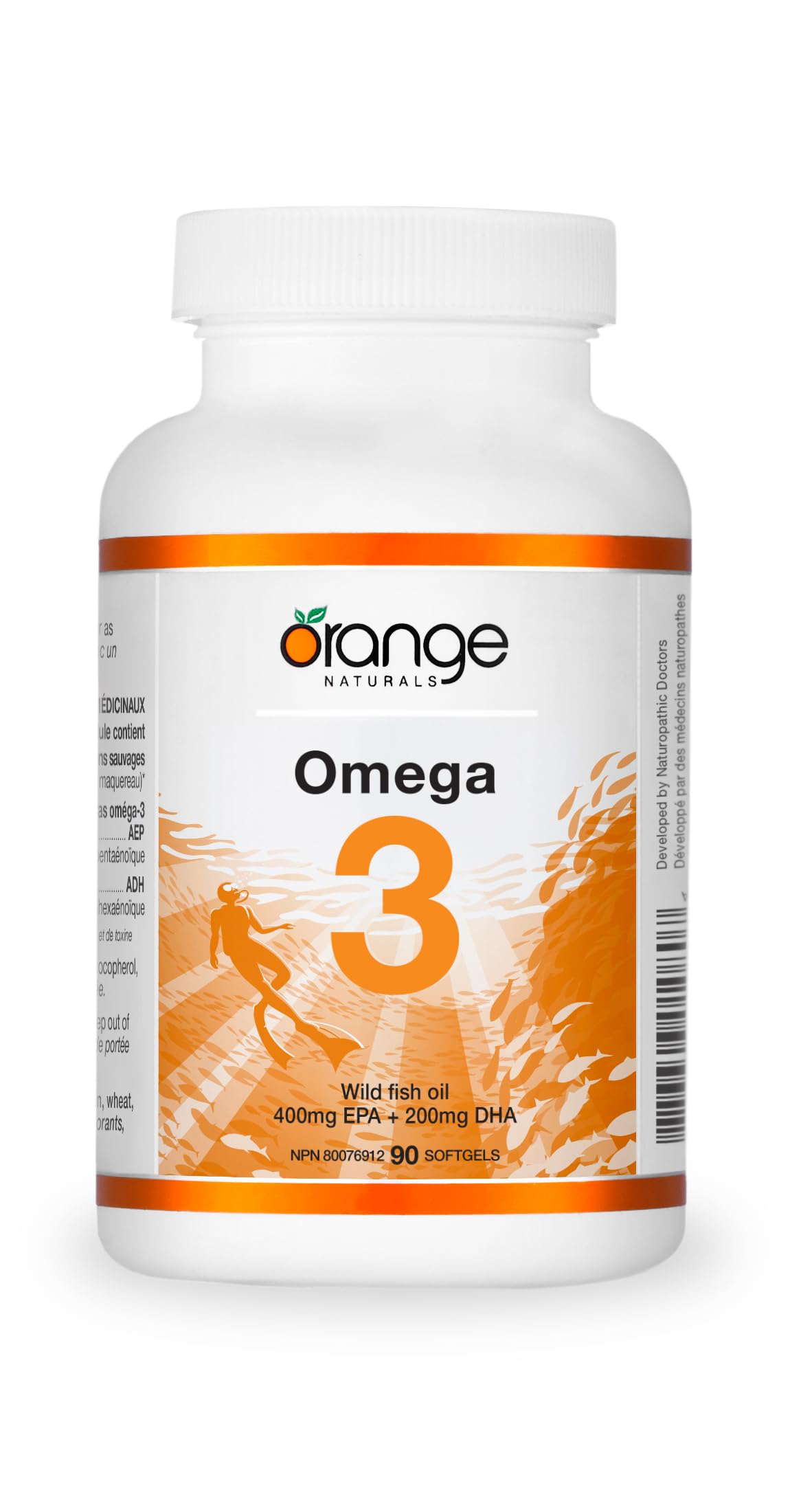 Orange Naturals - Omega-3 Fish Oil, 90 Softgels 90-Day Supply - Enhanced Brain & Cardio Health, Triple Strength Essential Fatty Acids, Non-GMO, High Potency EPA DHA, Support Heart & Cognitive Function