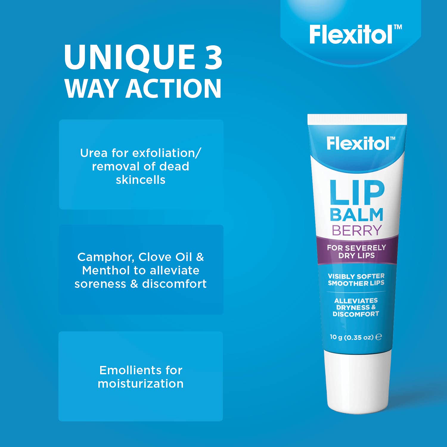 Flexitol Lip Balm - Berry - Best Lip Balm for Dry and Chapped Lips, Lip Moisturiser & Protection for Dry Lips, Top Lip Treatment in Canada (10g)