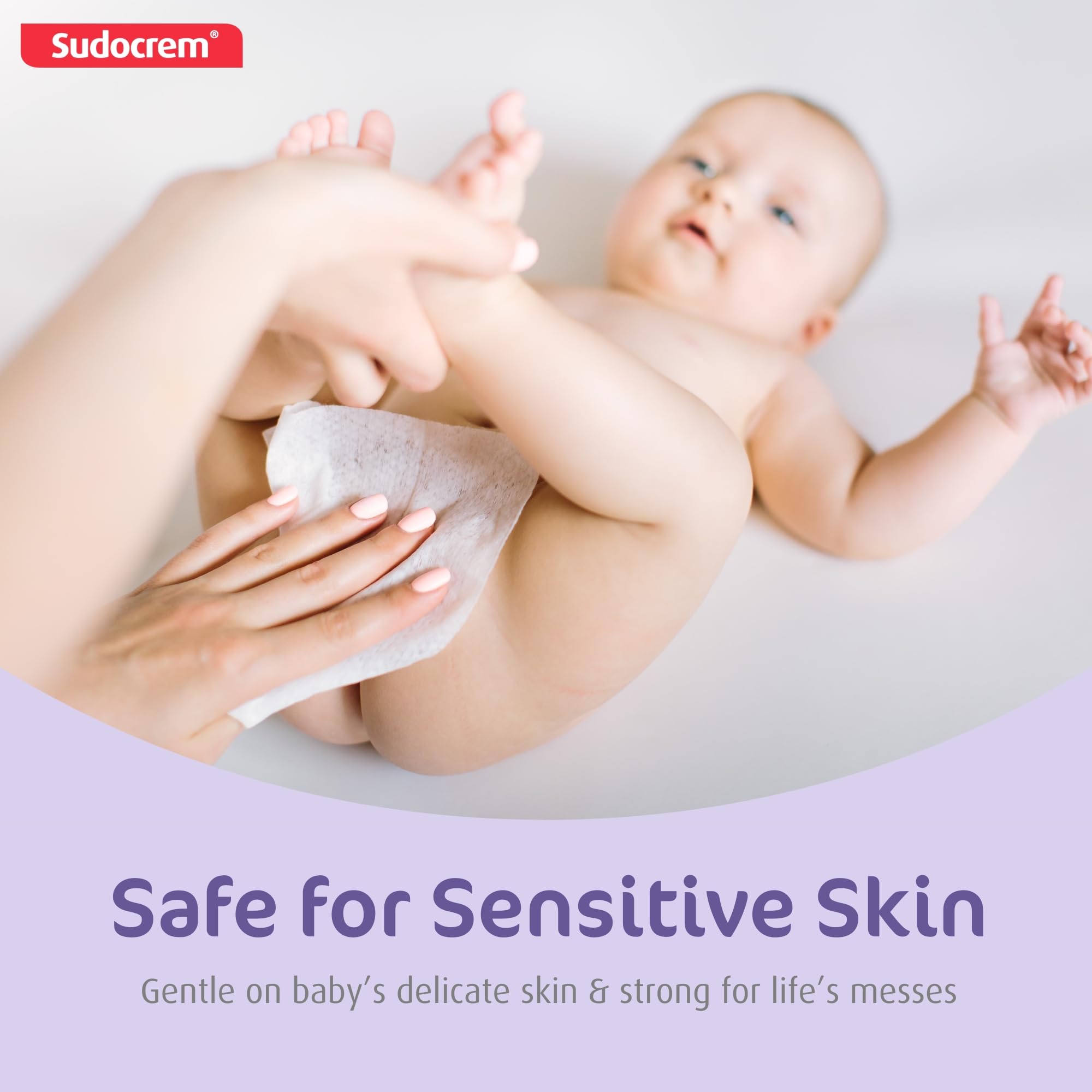 Sudocrem Pure Water Wipes 180 Count - Unscented, Hypoallergenic, Plant-Based Baby Wipes, 99% Water - Extra Strong and Ultra Soft (3 Packs of 60)