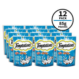 TEMPTATIONS Cat Treats, Savoury Salmon Flavour, 85g (12 Pack)