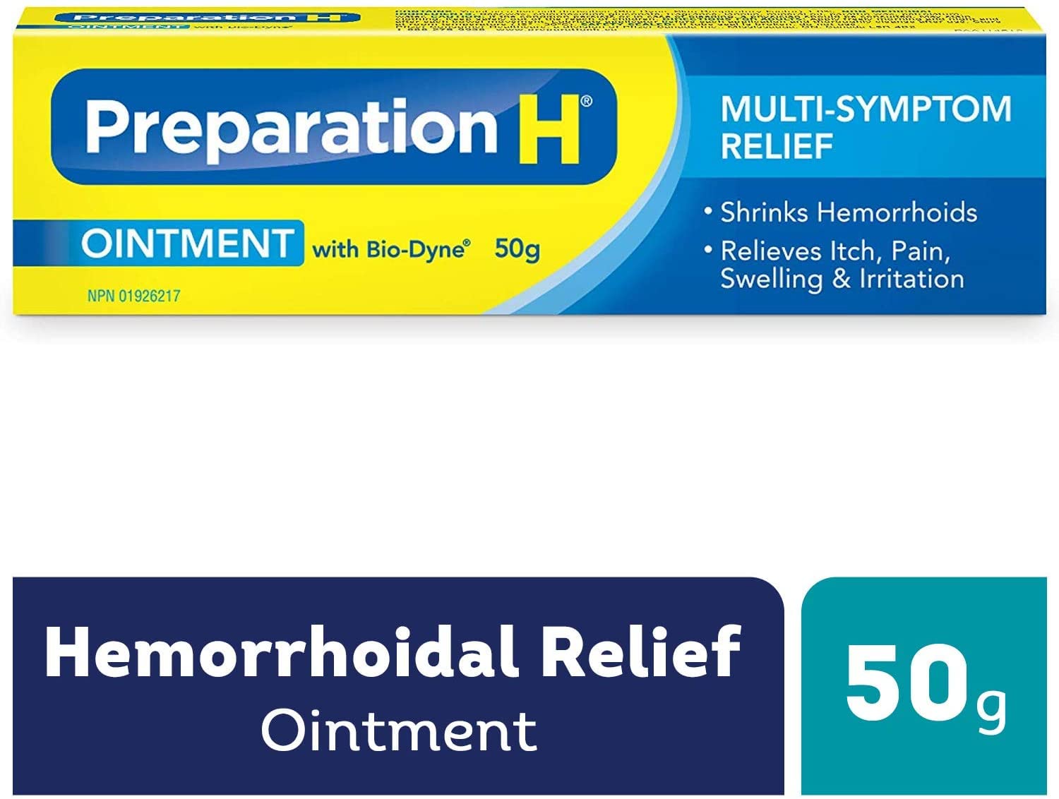 Preparation H Multi-Symptom Hemorrhoid Treatment Ointment with Bio-Dyne, 50g Tube