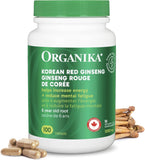 Organika Korean Red Ginseng- 6 Year Old Roots, Energy Support, Stress Support, Warming Effect- 100caps