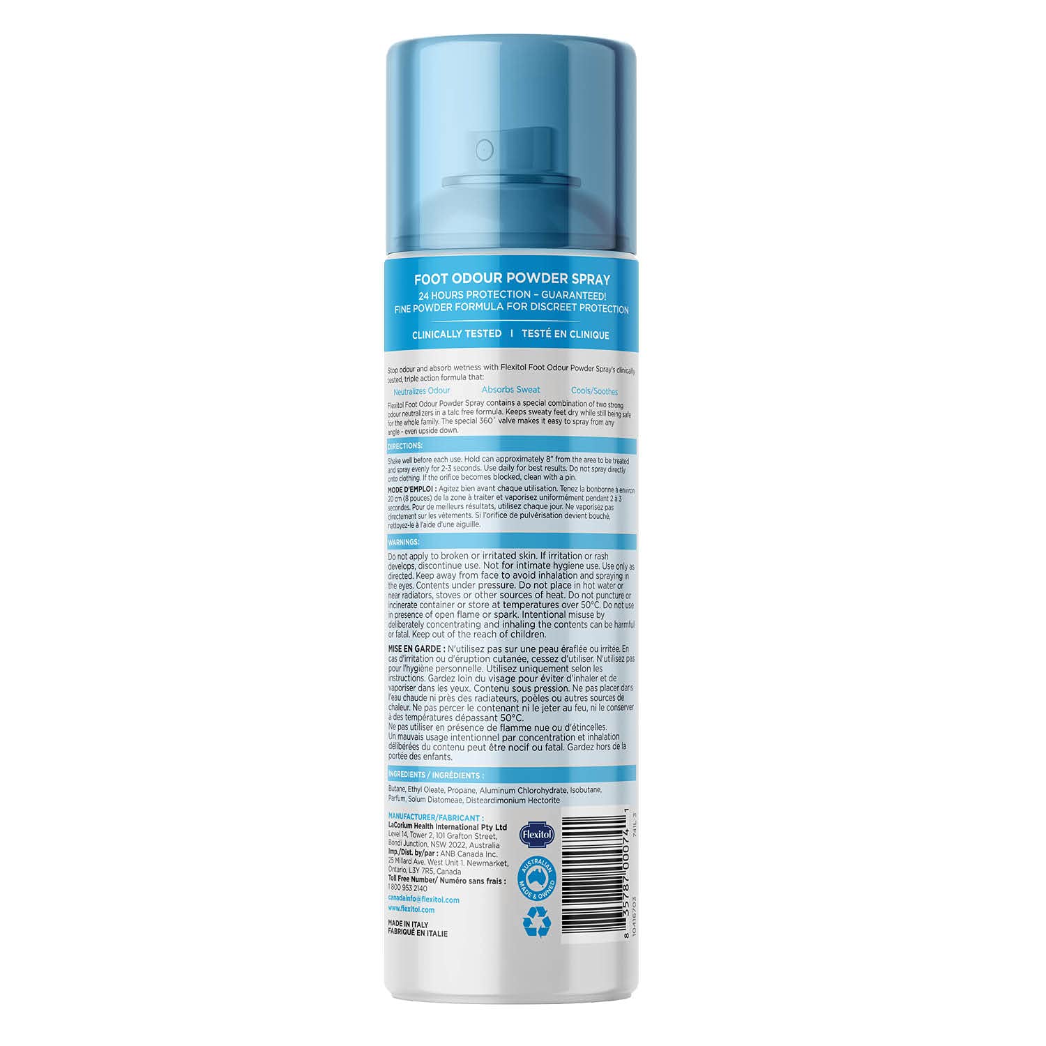 Flexitol Foot Odour Powder Spray – Deodorizer Powder for Sweaty, Smelly Feet & Shoes (143g)