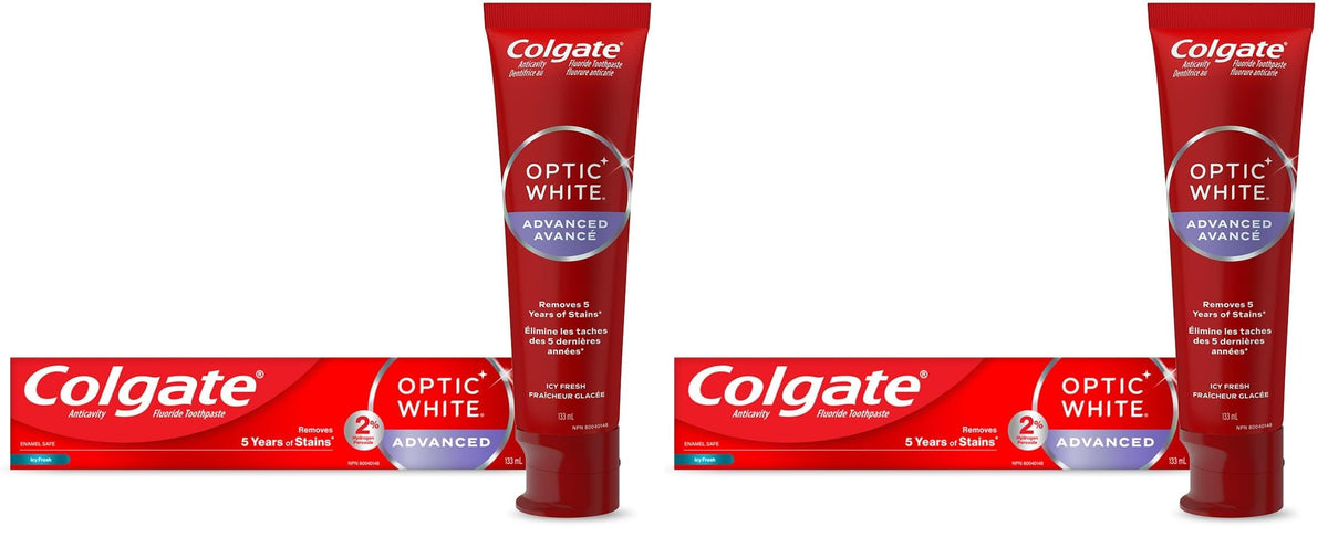 Colgate Optic White Advanced Stain Prevention Toothpaste, 133 ml (Pack of 2)