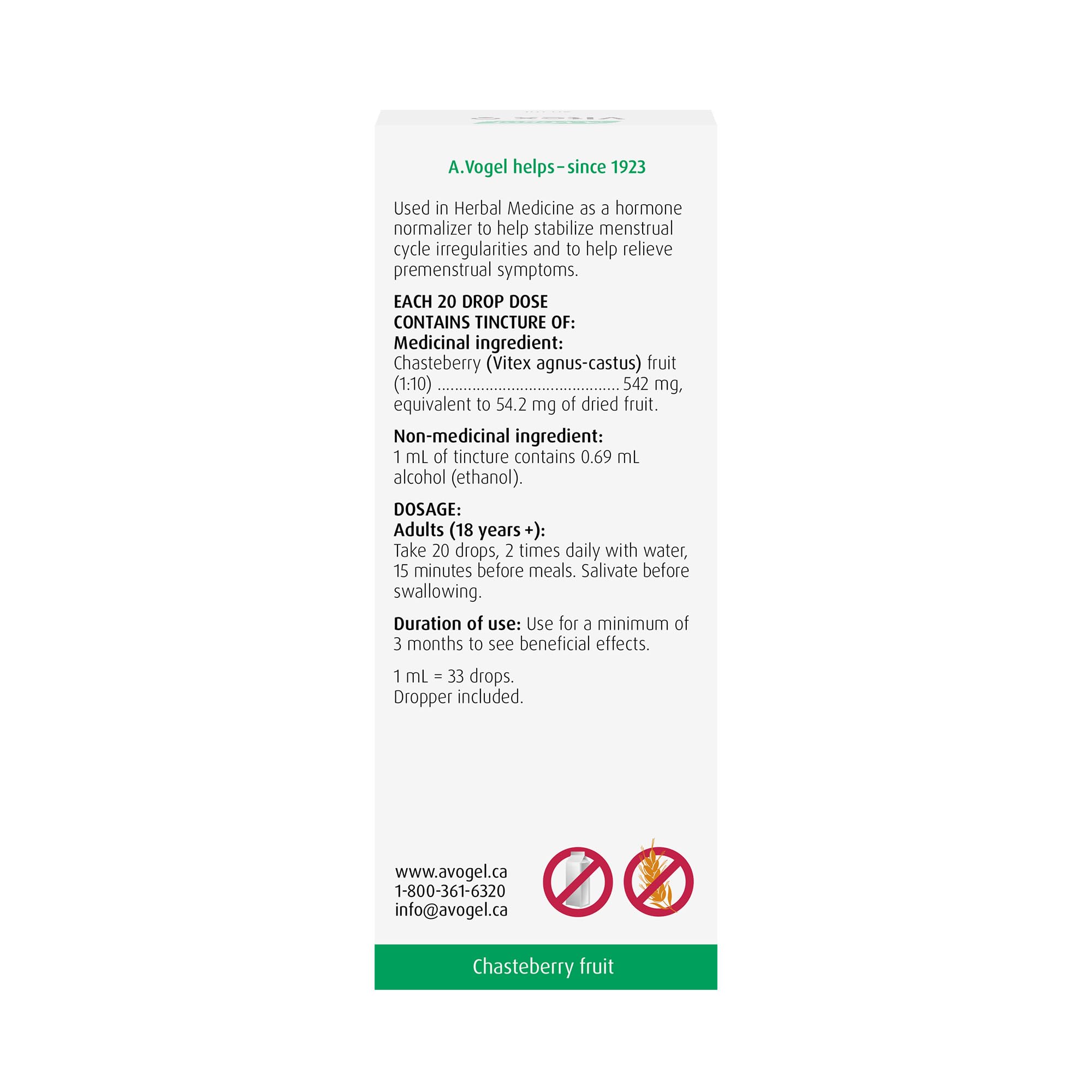 A.Vogel Vitex 50 mL – Natural PMS Relief & Hormone Balance - Chasteberry Tincture - Supports Menstrual Cycle Regularity - Vegan, Lactose Free and Gluten Free