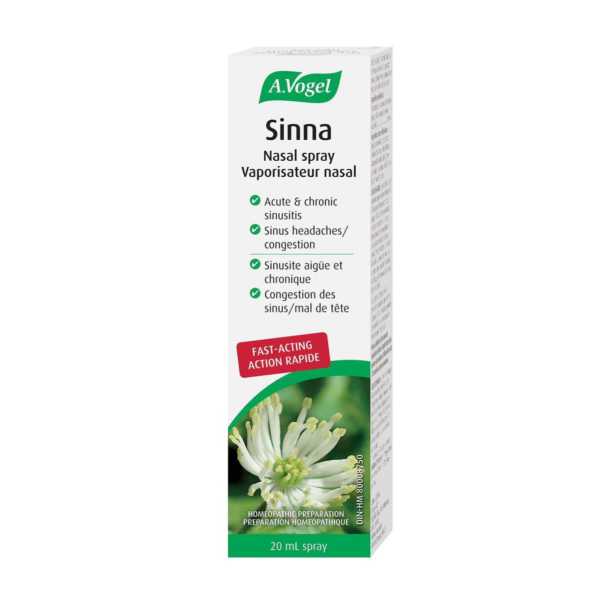 A.Vogel Sinna Nasal Spray - Acute and Chronic Sinusitis Relief - Sinus Congestion and Inflammation Treatment - Homeopathic Remedy - Non-Drowsy - Ages 1+ - 20mL