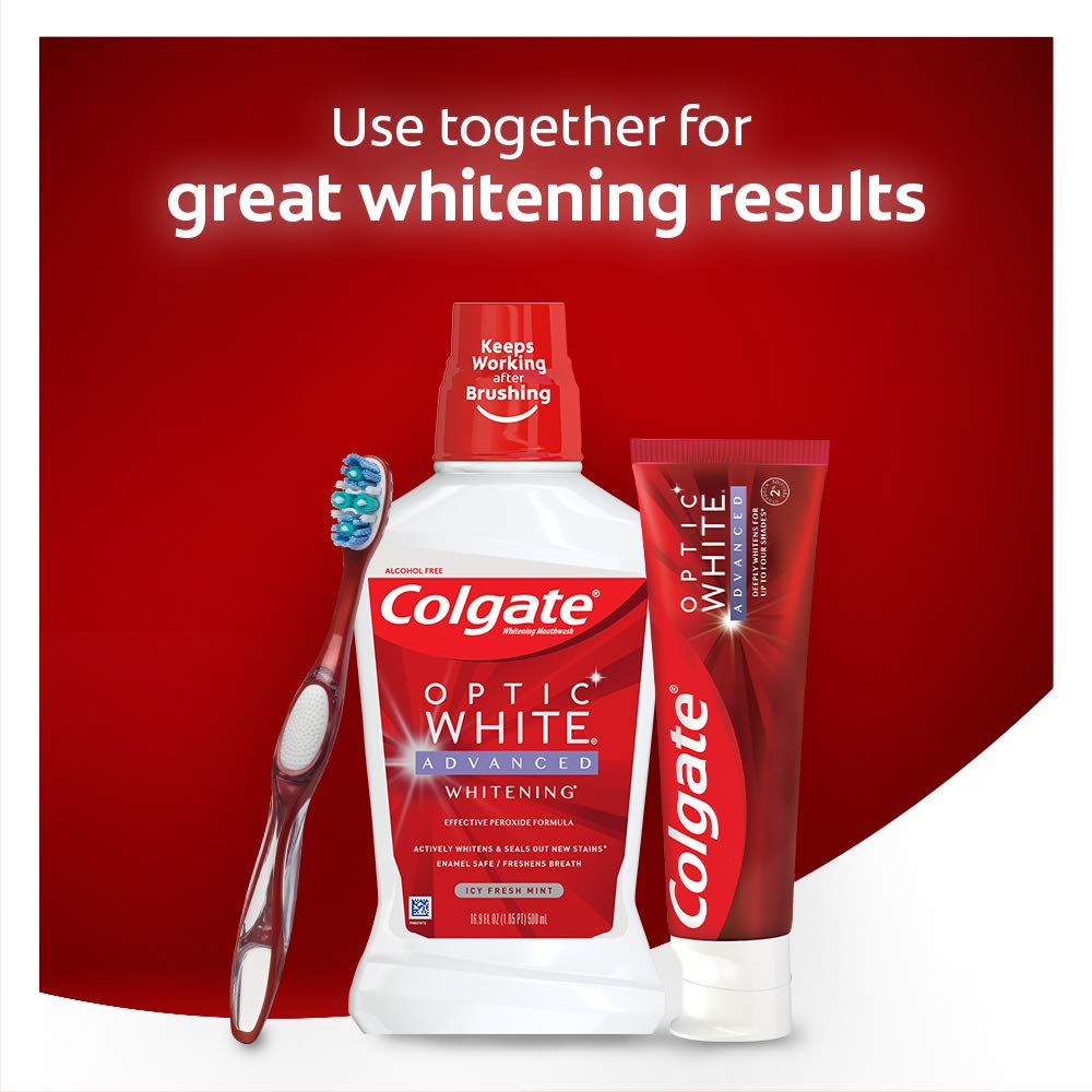 Colgate Optic White Advanced Teeth Whitening Toothpaste, Sparkling White, 133 Ml, 3 Count