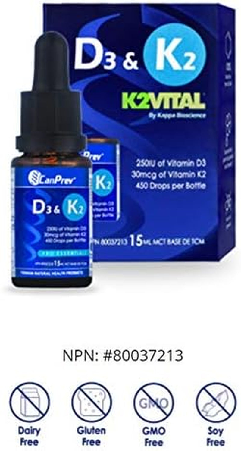 D3 & K2 Drops - MCT Base 15Ml- Liquid Vitamin D3 with K2 for Enhanced Absorption- Supports the Development and Maintenance of Bones and Teeth