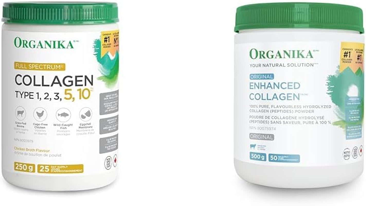 Canadian-Made Full Spectrum Collagen - Type 1,2,3,5,10 - Complete Collagen Naturally Containing Hyaluronic Acid and Elastin for Healthier Hair, Skin and Joints Mild Chicken Broth Flavour 250G