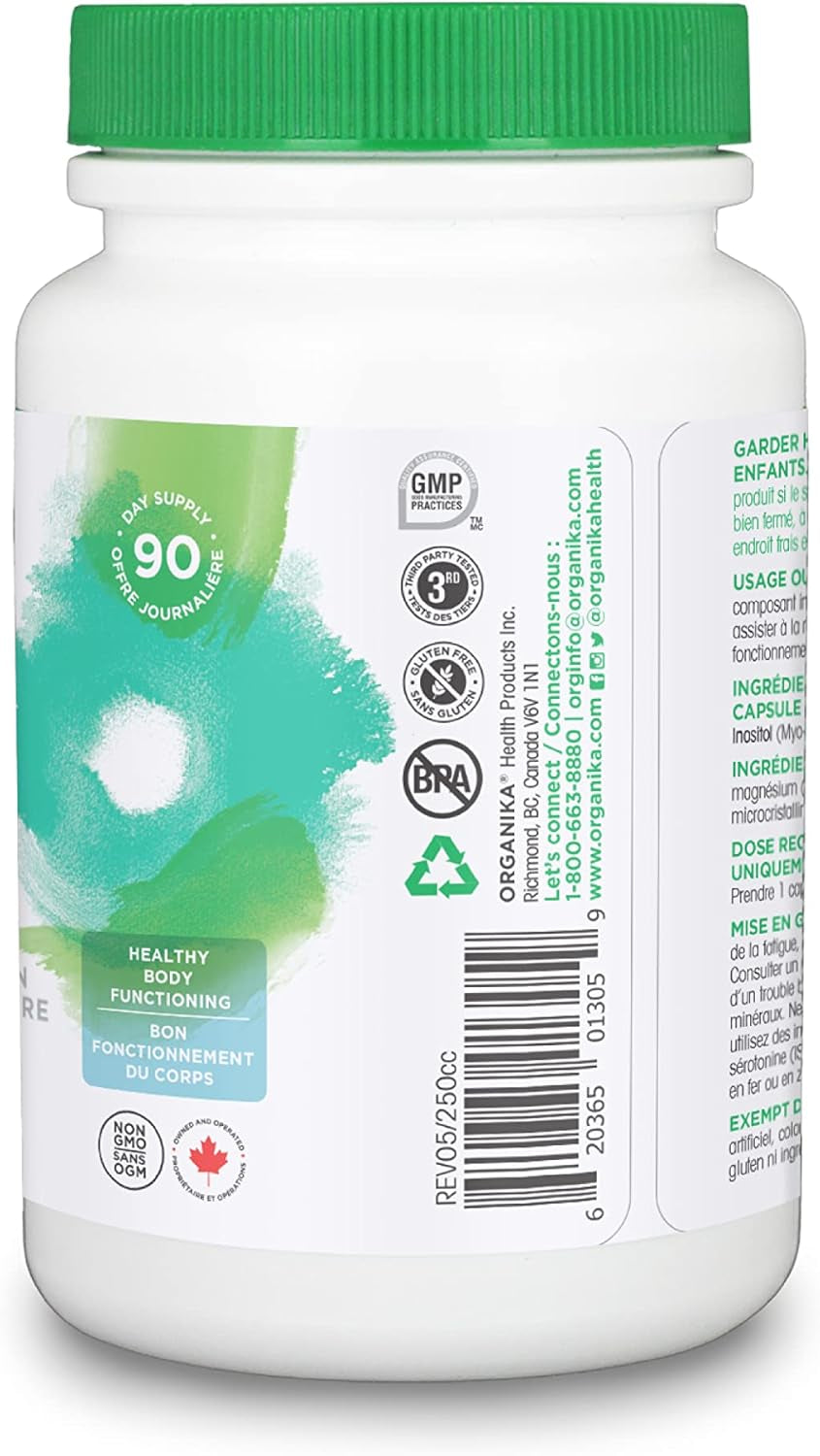 Canadian-Made Inositol (Myo-Inositol)- Cellular Response, Mood Balance, Insulin Support- 90Vcaps