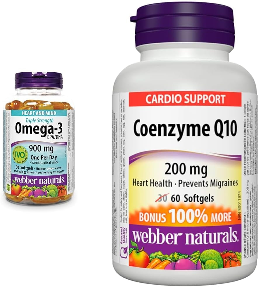 Omega-3 900 Mg Triple Strength, 120 Clear Enteric No Fishy Aftertaste Softgels, Supports Cardiovascular Health and Brain Function