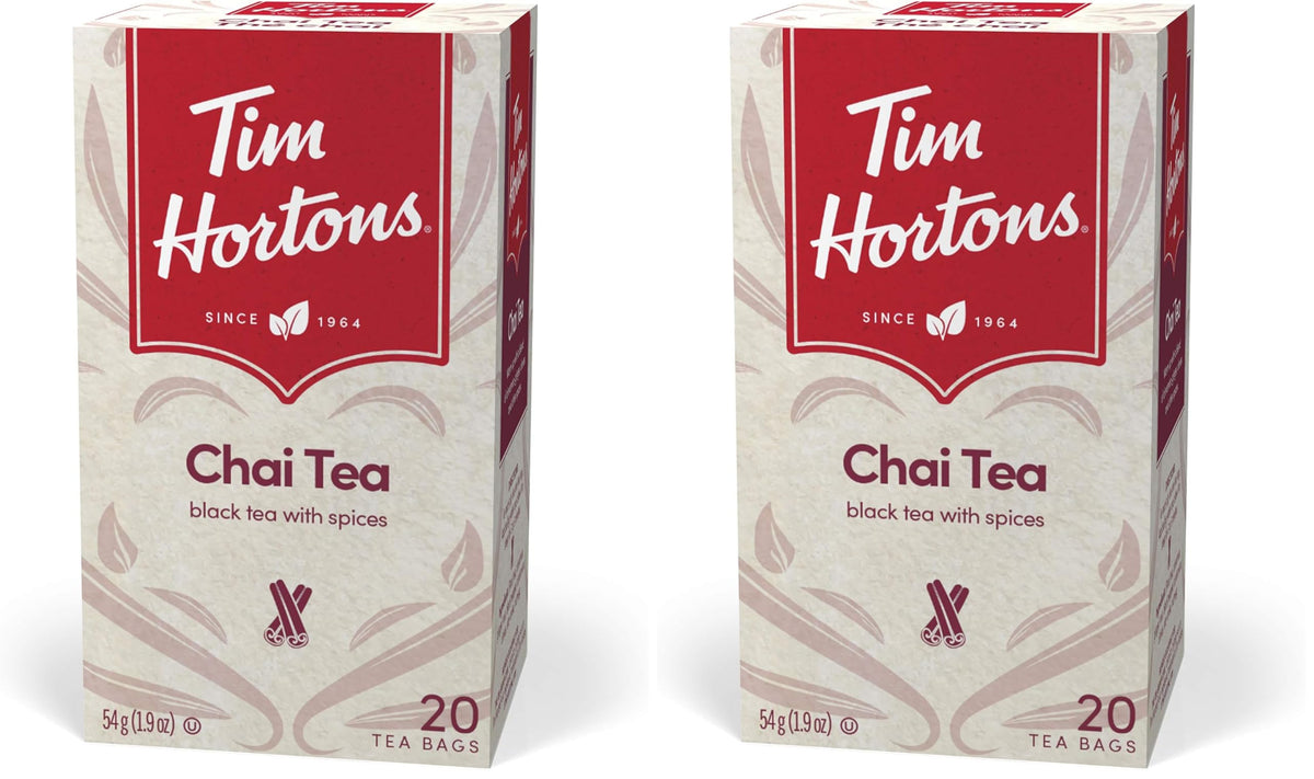 Tim Hortons Chai Tea Bags, 20 Count, 54g | 1.9oz (Pack of 2)