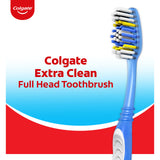 Colgate Extra Clean Manual Toothbrush - Soft Bristle Tooth Brush for Adults with Circular Power Bristles for Stain Removal and Tongue Cleaner - Comfortable Grip Handle, Variety Pack - 6 Count