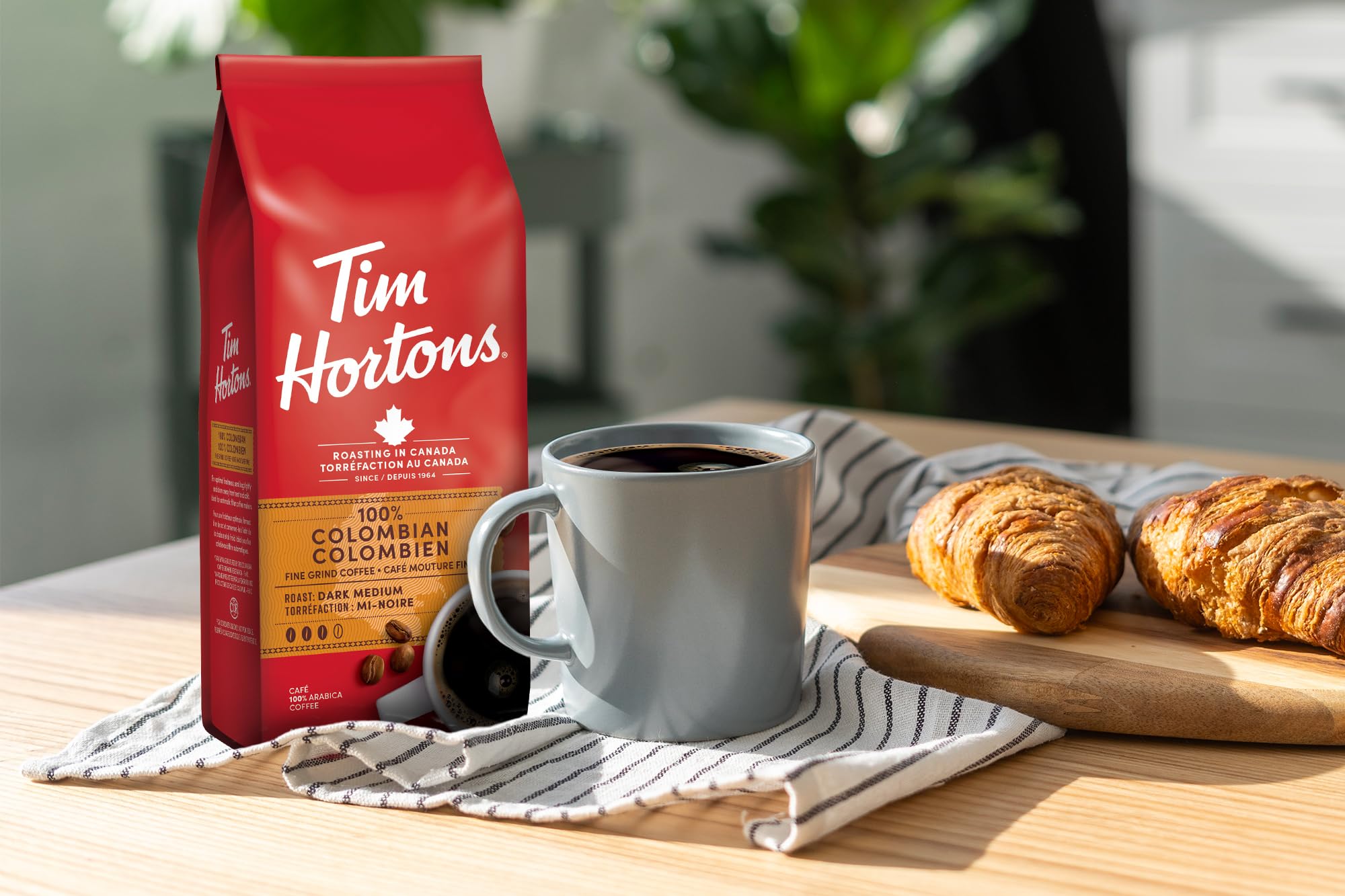 Tim Hortons 100% Colombian, Fine Grind Coffee, Medium Roast, 300g Bag (Pack of 2)