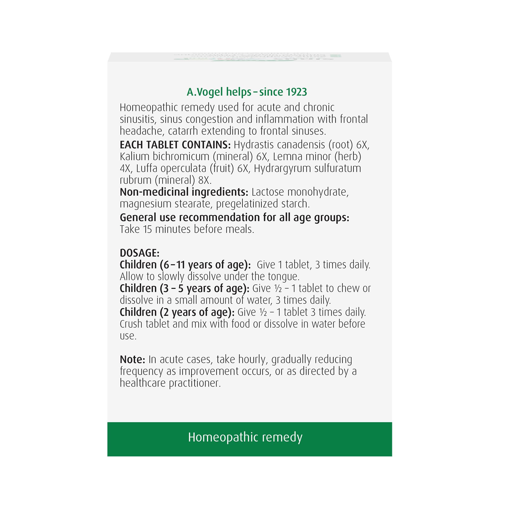 A.Vogel Sinus Junior 120 Tablets - Natural Sinus Relief for Kids – Ages 2+