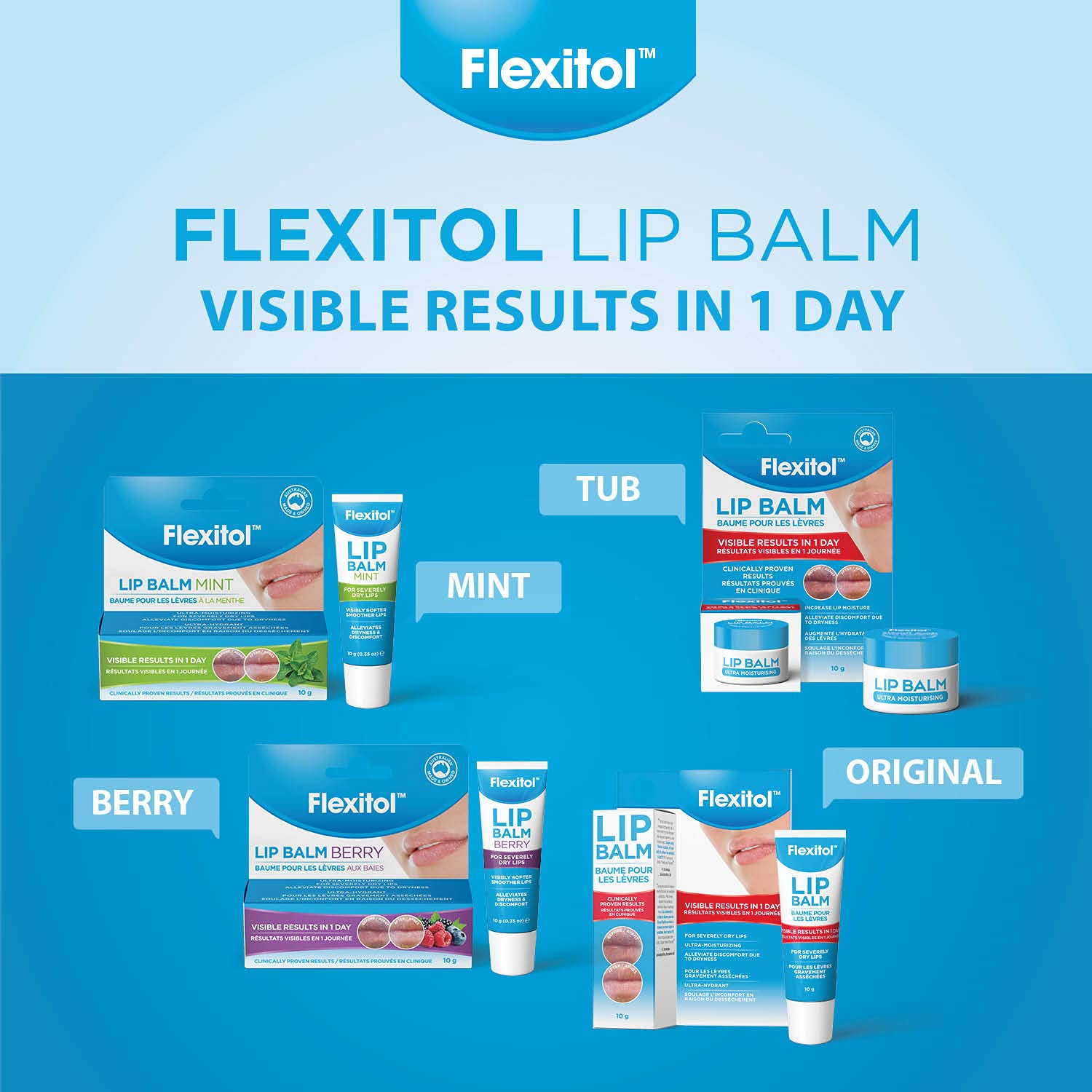 Flexitol Lip Balm - Berry - Best Lip Balm for Dry and Chapped Lips, Lip Moisturiser & Protection for Dry Lips, Top Lip Treatment in Canada (10g)