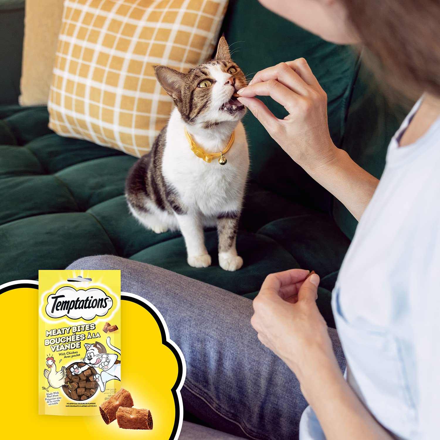 TEMPTATIONS Meaty Bites Cat Treats Adult, Chicken, 42.5g Pouch (7 Pack)