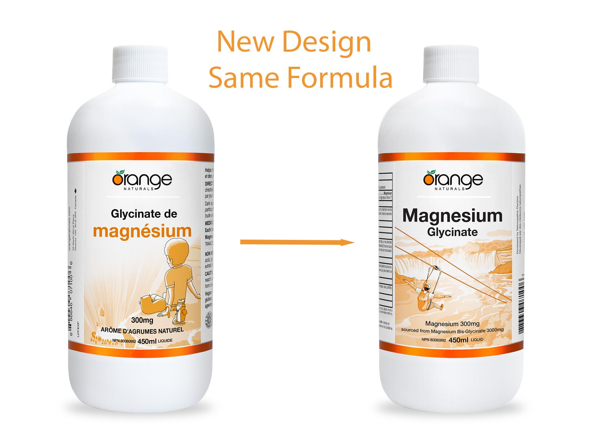 Orange Naturals - Magnesium Glycinate Liquid, 450ml 30-Servings Natural Citrus Flavour - Helps to Maintain Bones and Teeth and Proper Muscle Function - Promotes Relaxation & Calmness - Vegan & Non-GMO