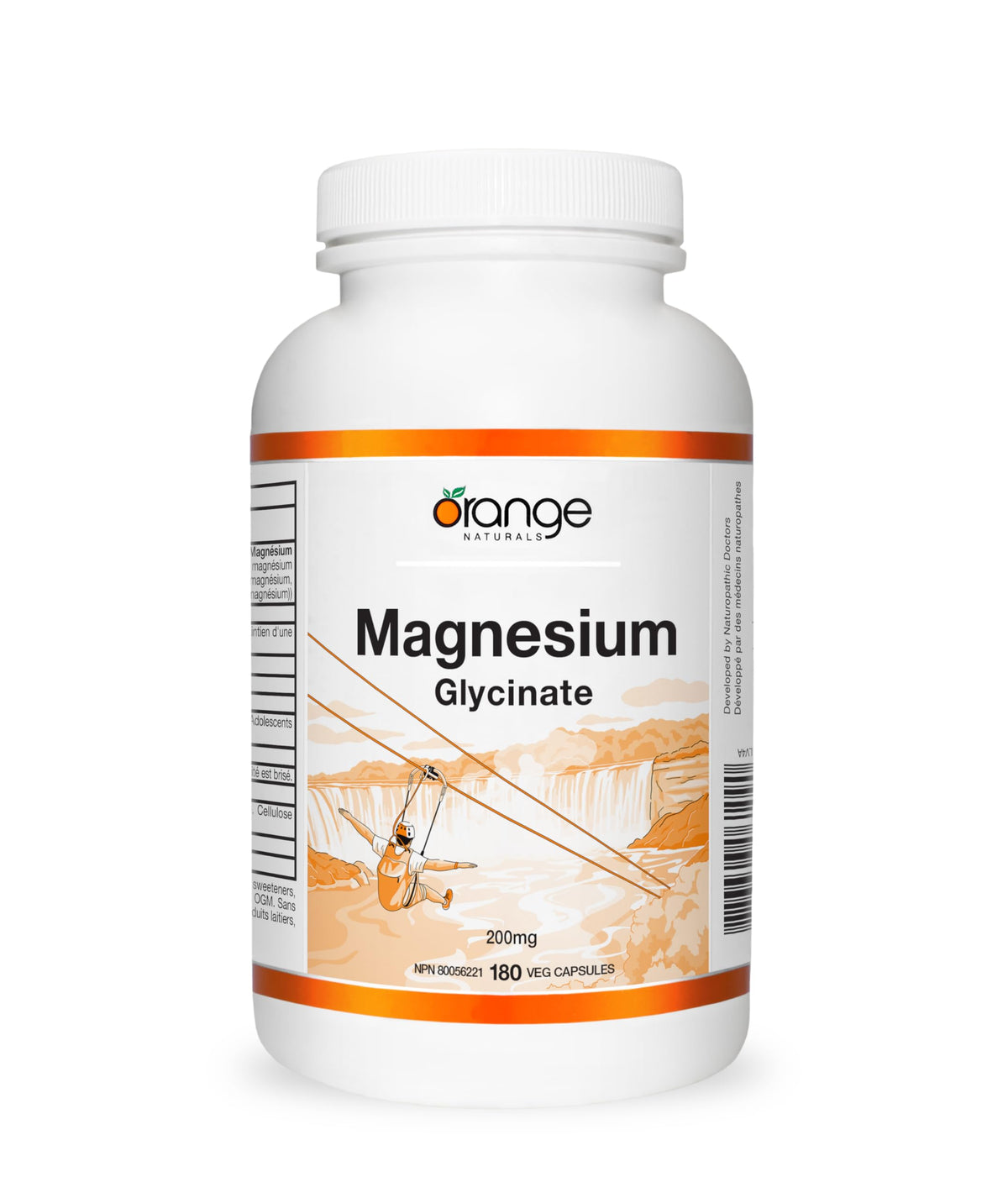 Orange Naturals - Magnesium Glycinate Supplement 200mg 180 v-caps 6 Month Supply - For Healthy Bones, Teeth, Proper Muscle Function, Promote Sleep Relaxation - Vegan - Highly Absorbable Form - Non GMO