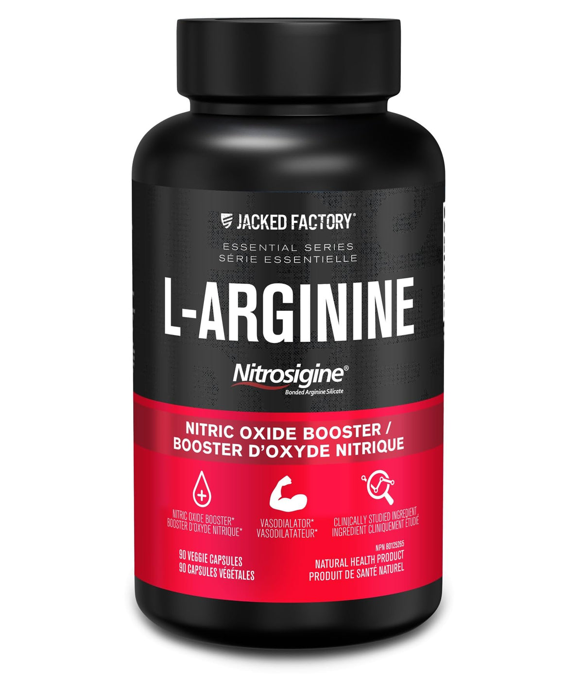 Jacked Factory L-Arginine Nitrosigine 1500mg - Patented Bonded Essentials L Arginine Silicate, Nitric Oxide Supplement for Muscle Growth, Pumps, Vascularity, and Energy - 90 Count