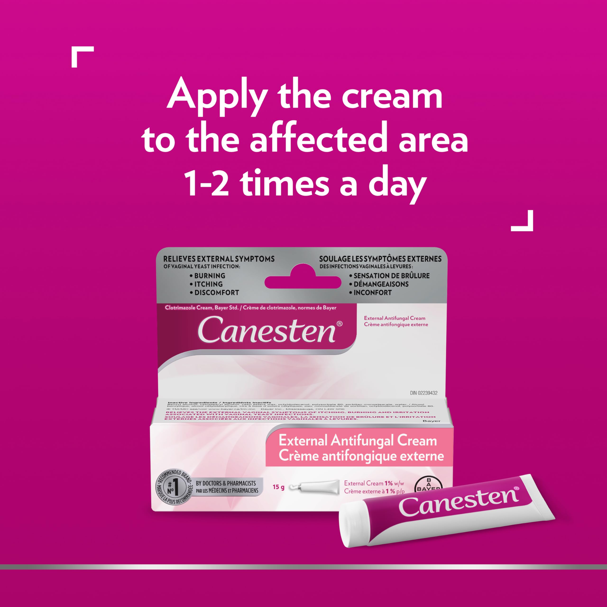 Canesten® External Antifungal Cream for Yeast Infection, Relief from Itching and Burning, 15g