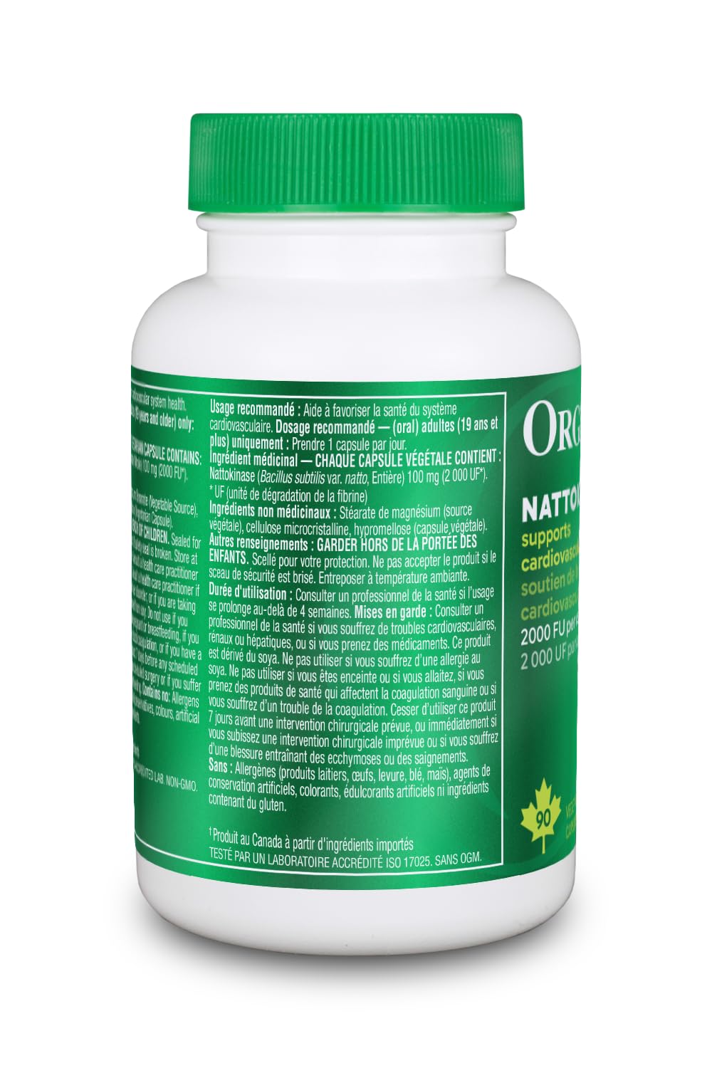 Organika Nattokinase 2000 FU Cardiovascular Support – High-Potency, Heart & Blood Circulation Supplement– One Capsule per Day, Non-GMO, Vegan, Gluten-Free – 90vcaps