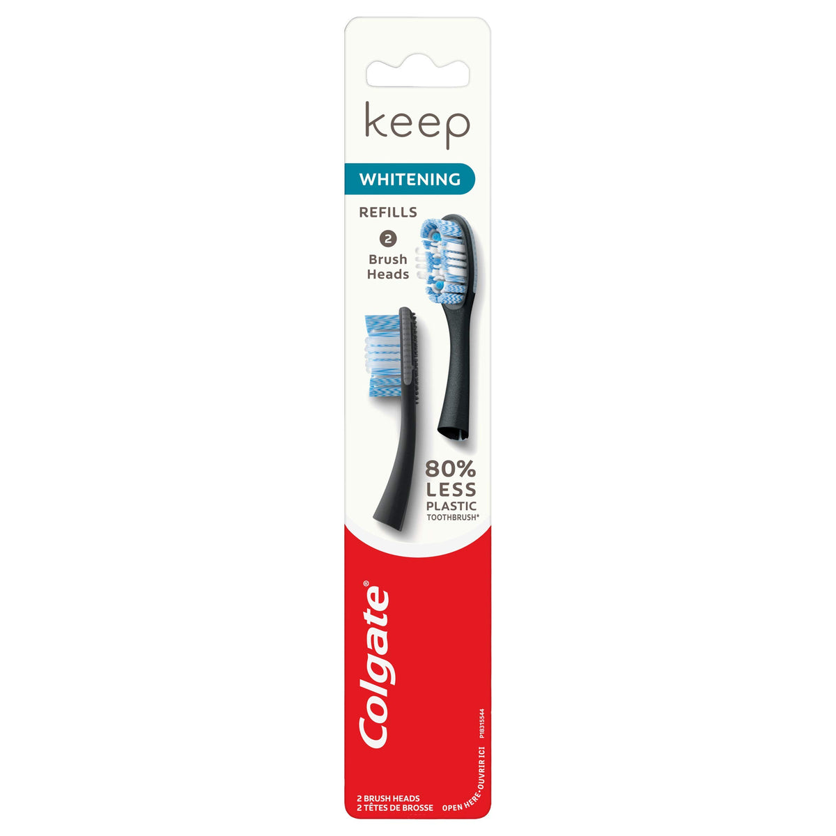 Colgate Keep Replaceable Head Toothbrush, Whitening Refill, 2 Count