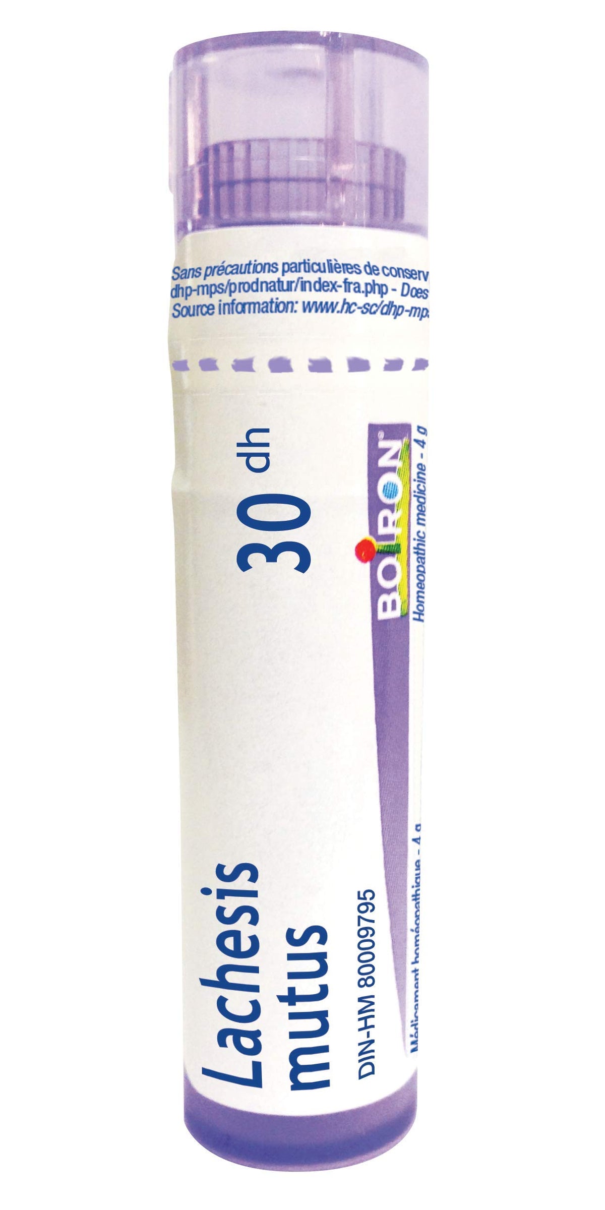 Boiron Lachesis mutus (mutus) 30dh.Homeopathic medicine. Each tube contains 4 g (approximately 80 pellets)
