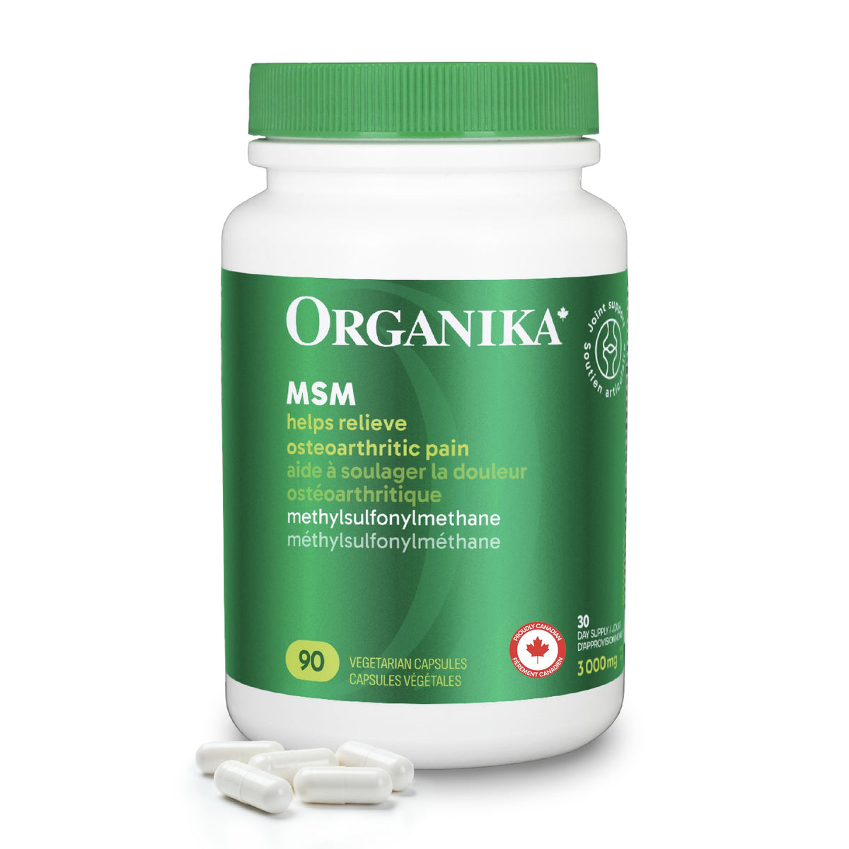 Organika MSM - Joint Support and Inflammation Relief Supplement | Supports Healthier Joints, Bones and Cartilage | Stronger Hair, Skin and Nails | Potent Antioxidant | 1,000mg of MSM - 90 vcaps