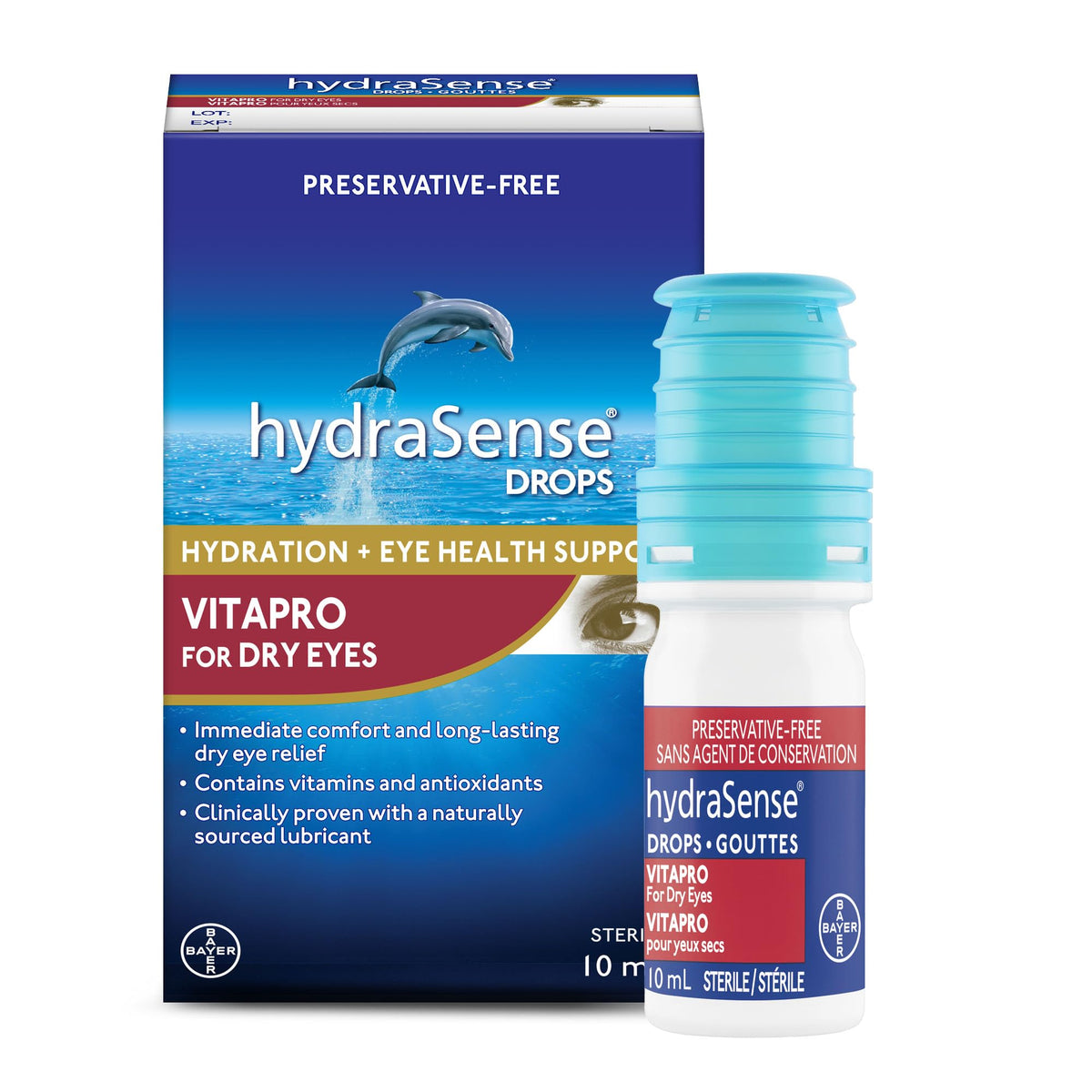 hydraSense VitaPro Eye Drops, For Dry Eyes, Preservative Free, Hydration + Eye Health Support, 10ml