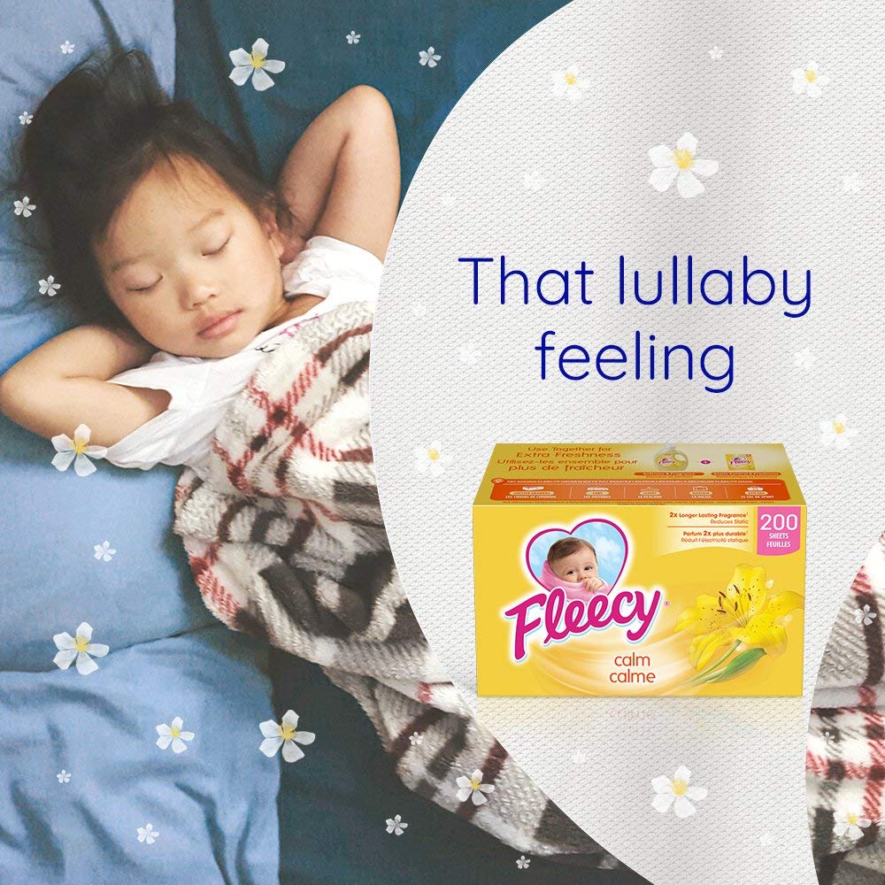 Fleecy Fabric Softener Dryer Sheets - For Irresistibly Soft & Static-Free Clothes | Paraben & Phosphate Free | Softener for Laundry | (Calm) 200 Sheets