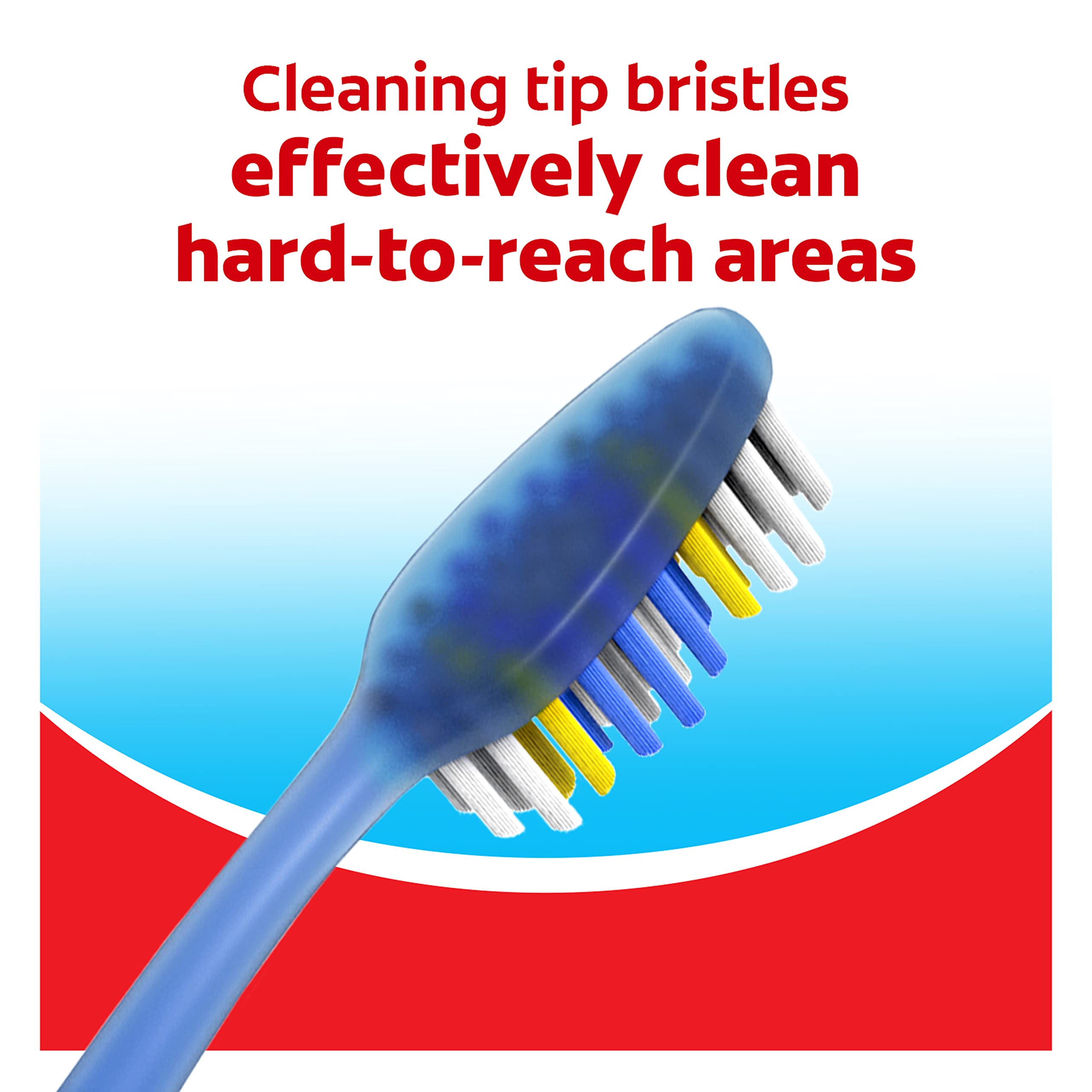 Colgate Extra Clean Manual Toothbrush - Soft Bristle Tooth Brush for Adults with Circular Power Bristles for Stain Removal and Tongue Cleaner - Comfortable Grip Handle, Variety Pack - 6 Count