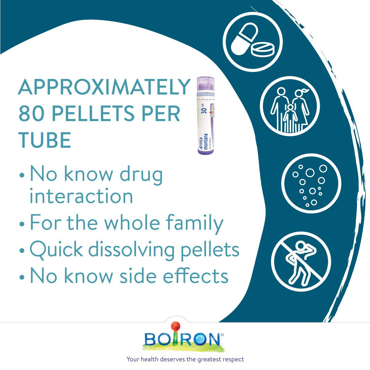 Boiron Arnica Montana 30ch.Homeopathic medicine 3 tubes (4g each tube)