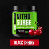 NITROSURGE Pre Workout Supplement - Endless Energy, Instant Strength Gains, Clear Focus, Intense Pumps - Nitric Oxide Booster & Preworkout Powder with Beta Alanine - 30 Servings, Black Cherry