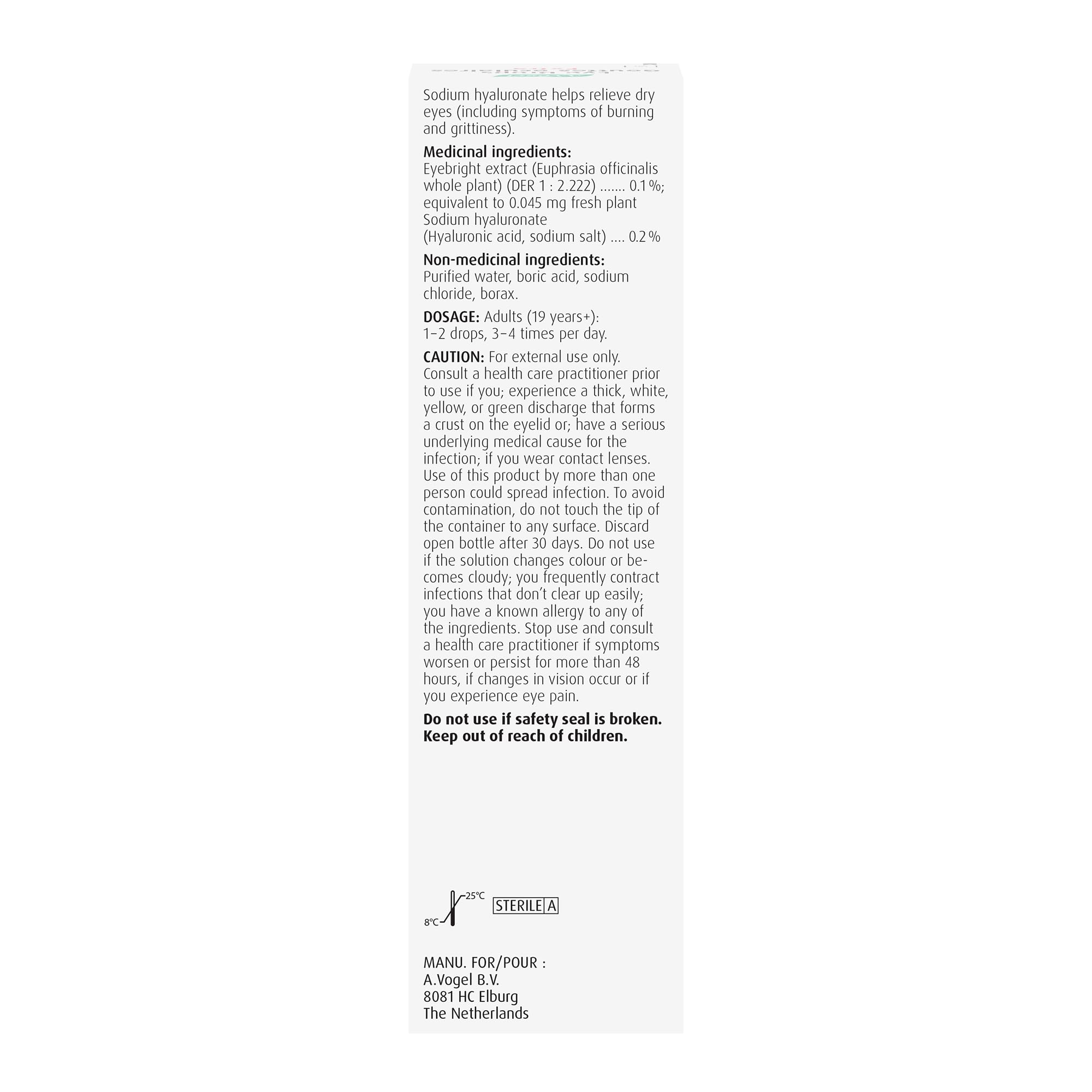 A.Vogel Eye Drops Extra, 10 mL, Fast-Acting Natural Relief for Dry Burning Eyes, Preservative-Free, Contact Lens Compatible with 2% Hyaluronic Acid and Euphrasia