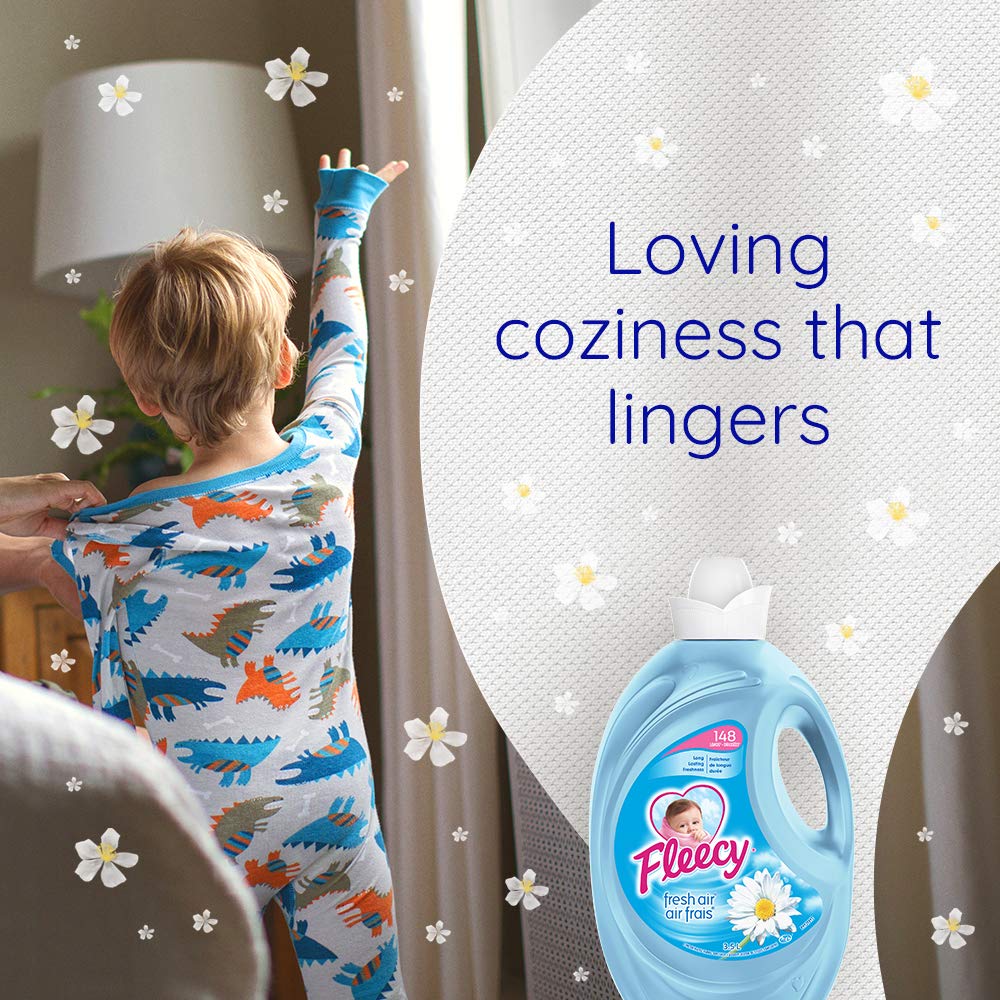 Fleecy Liquid Fabric Softener - Fresh Air - Premium Laundry Softener for Enhanced Comfort and Softness, 3.5 Liters for 148 Loads of Laundry