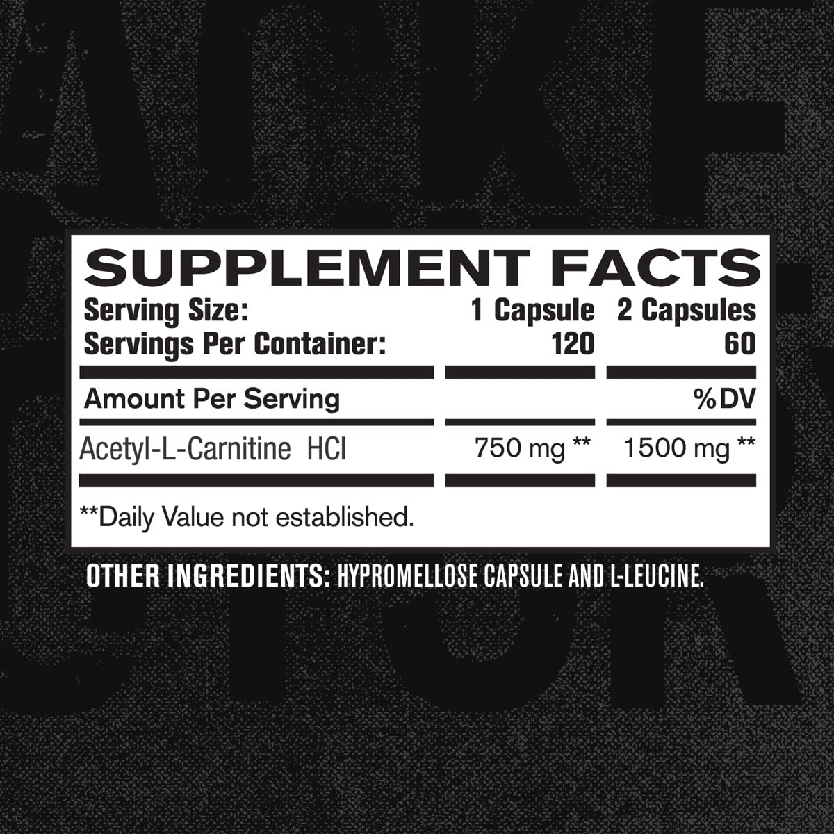 Acetyl L Carnitine Supplement 750mg - Extra Strength L-Carnitine (ALCAR) for Energy, Mood Improvement, Memory & More - 120 Capsules