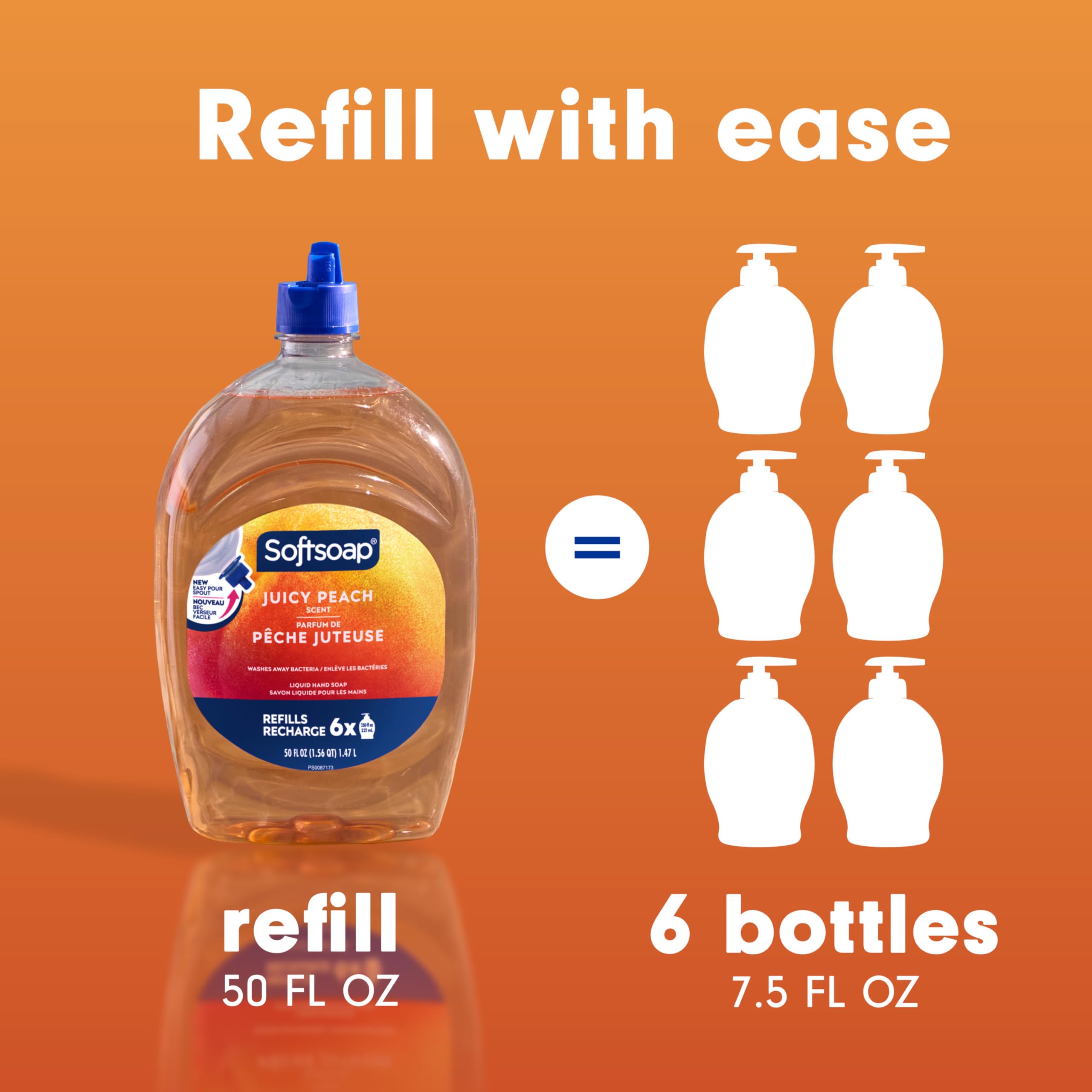 Softsoap Antibacterial Liquid Hand Soap Refill – Juicy Peach Scent, 50 oz – Moisturizing pH-Balanced Formula, Gentle on Skin, Deep Cleansing, Paraben Phthalate-Free – Ideal for Kitchen and Bathroom