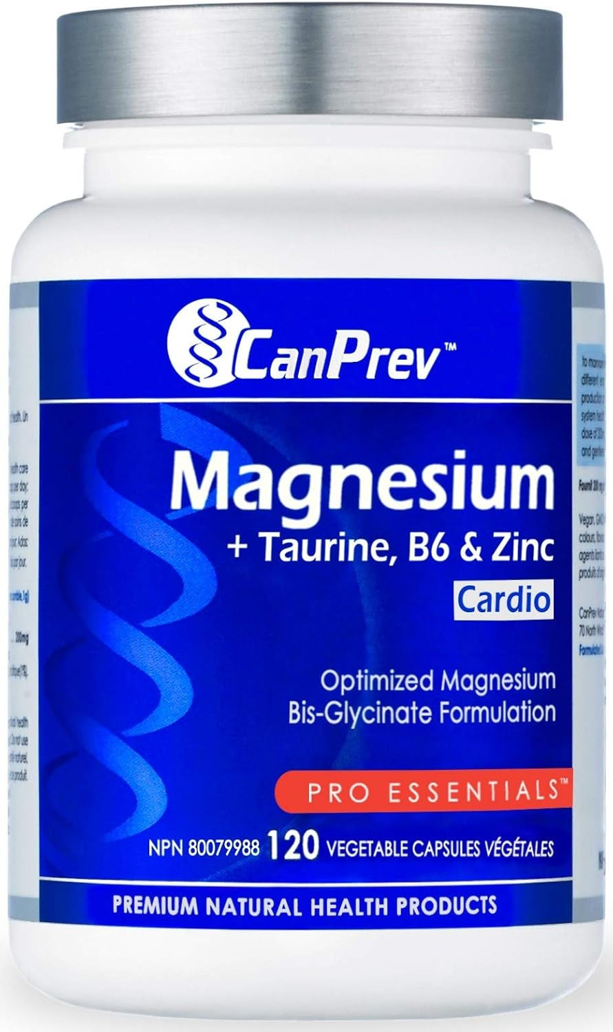 Magnesium + Taurine, B6 & Zinc, 120 V-Caps, 30-Day Supply - Pure Magnesium Bisglycinate Formula, Support Heart Function & Relaxation, Taurine Supplement for Calm & Vitality - Vegan Friendly