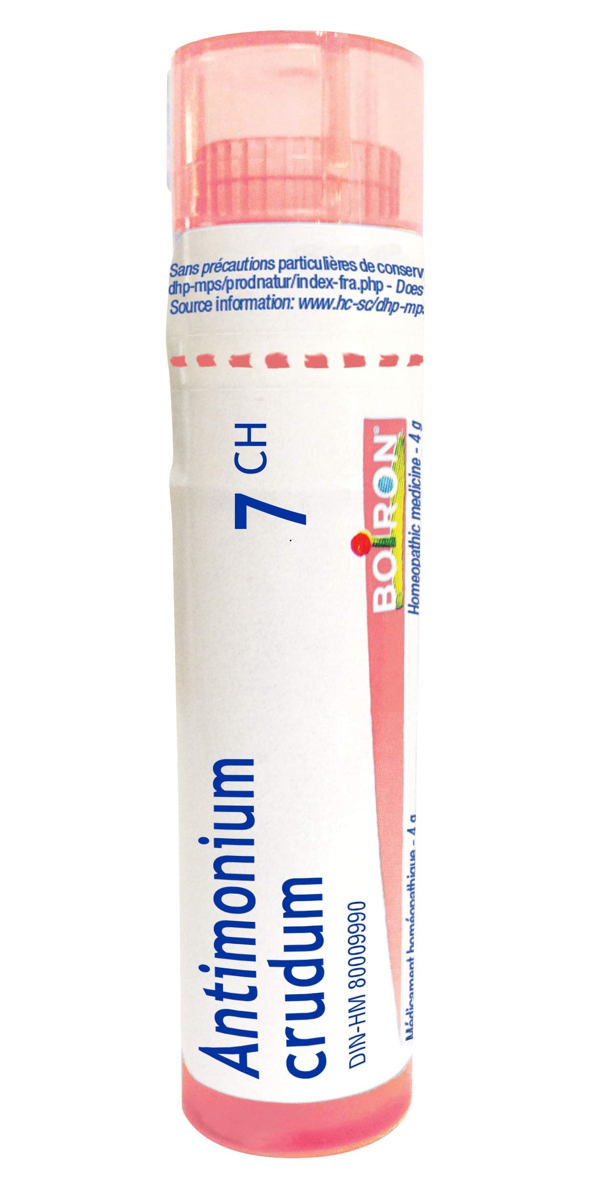 Boiron Antimonium crudum 7ch,Homeopathic medicine. Each tube contains 4 g (approximately 80 pellets)