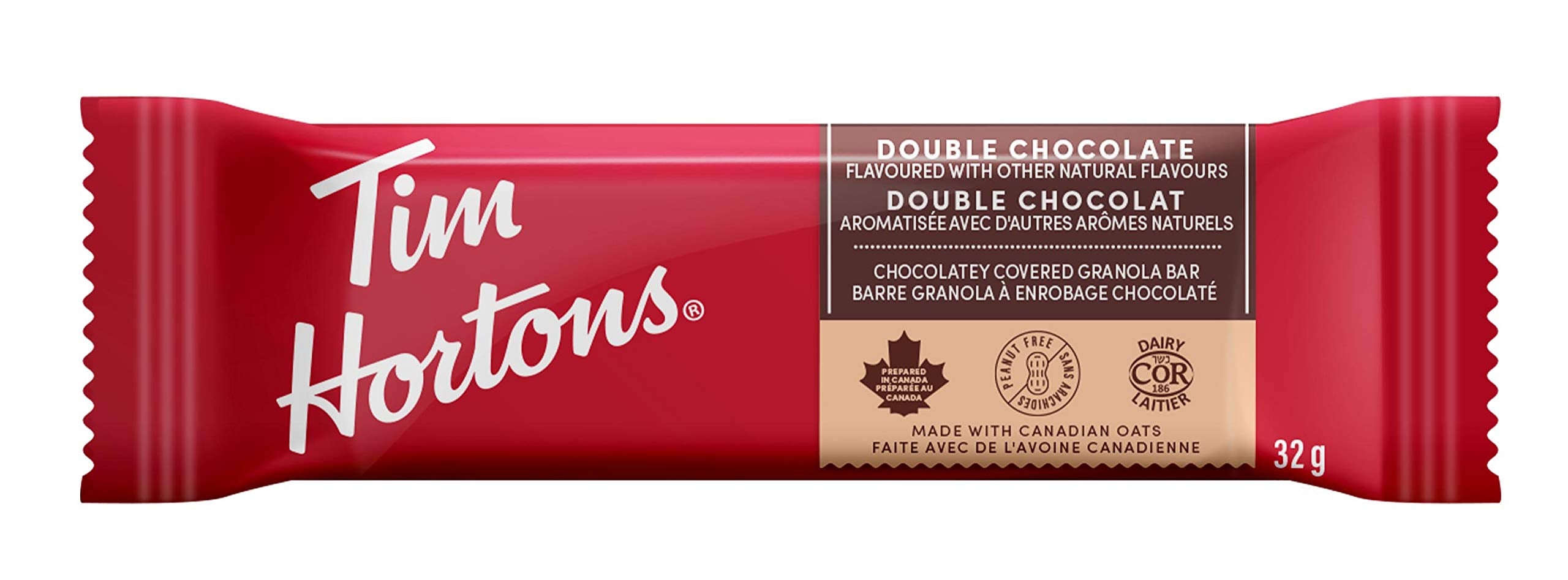 Tim Hortons Double Chocolate Granola Bars, Peanut Free, 5 Count, Imported from Canada}