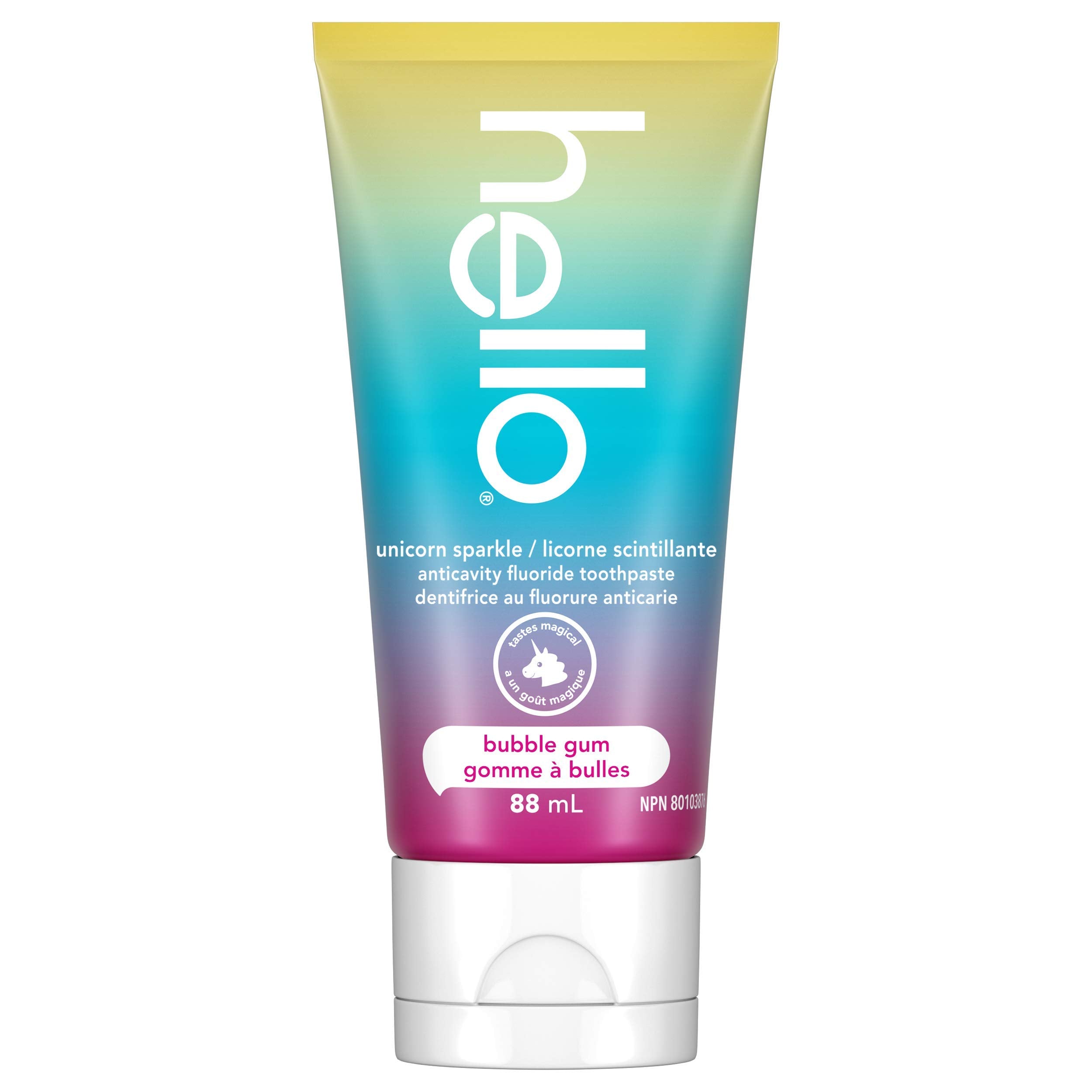 hello Kids Fluoride Toothpaste, Vegan and Sls Free, Unicorn Sparkle, Natural Bubble Gum, 88 mL (Pack of 2)