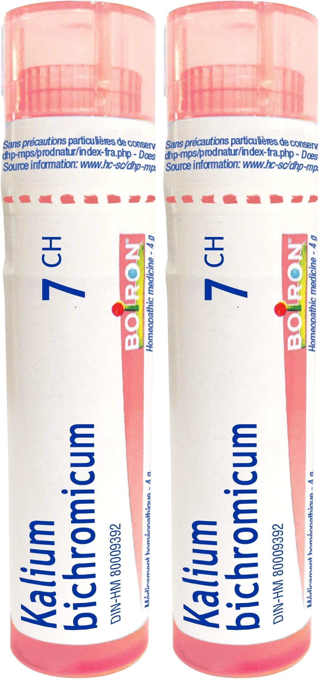 Boiron Kalium bichromicum 7ch,Homeopathic medicine. Each tube contains 4 g (approximately 80 pellets) (Pack of 2)