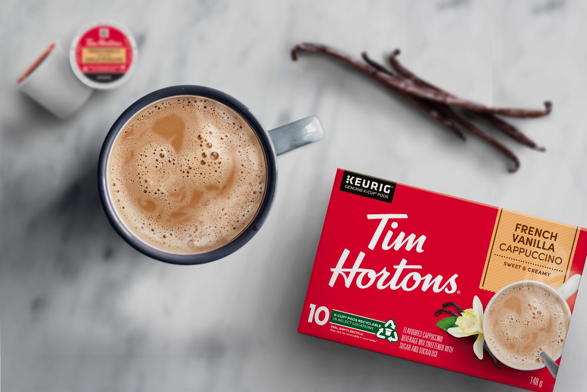 Tim Hortons French Vanilla Cappuccino, Single Serve Keurig K-Cup Pods, 10 Count (Pack of 2)