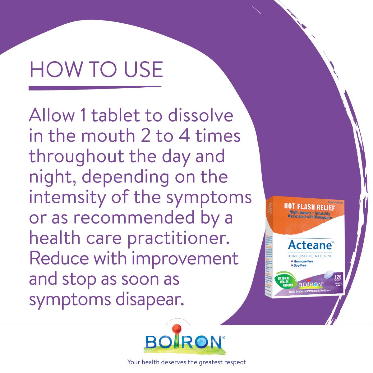 Boiron Acteane – 120 Tablets – Homeopathic Relief for Menopause Symptoms: Hot Flashes, Night Sweats, Irritability