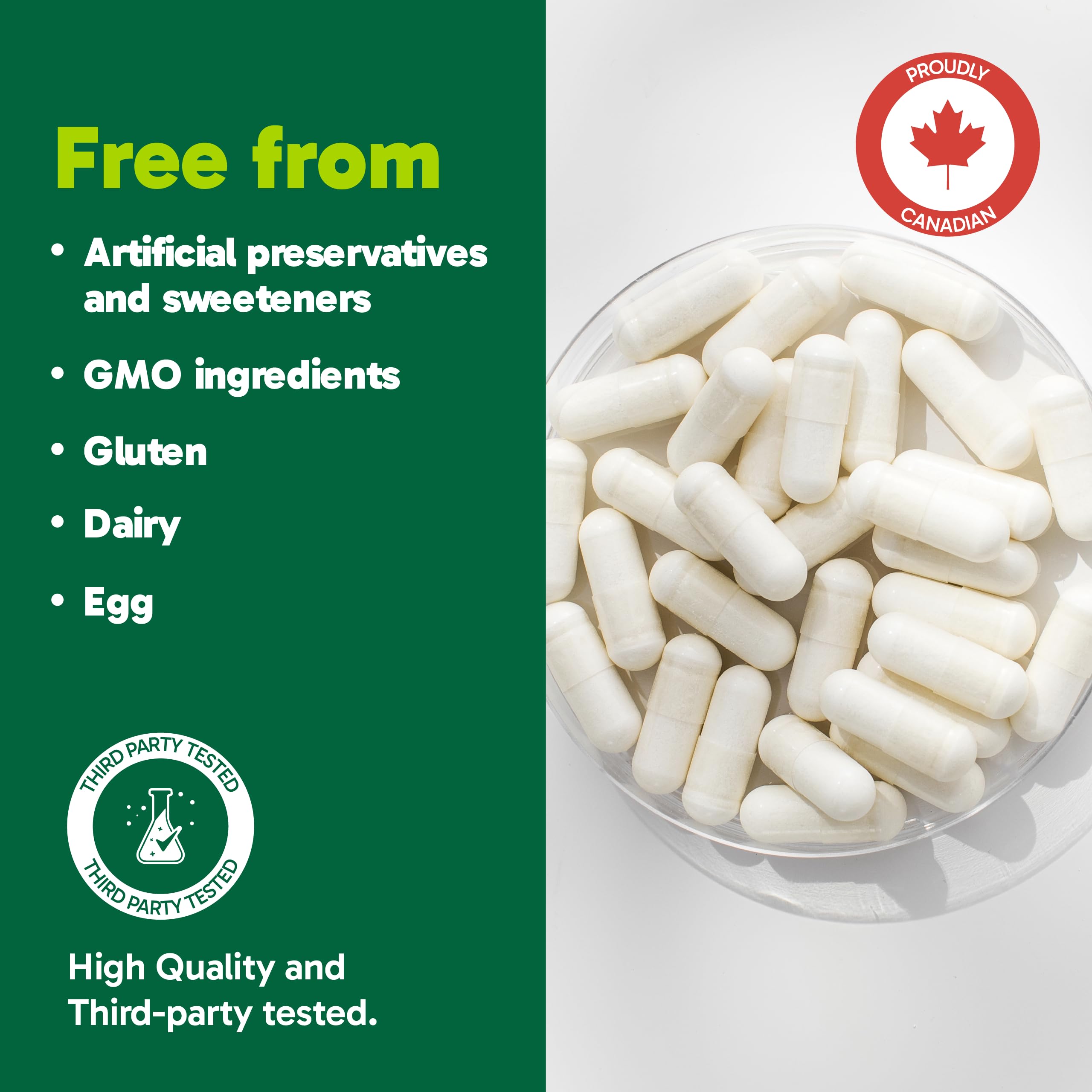Organika Canadian-Made L-Glutamine - High-Absorption Formula - For Better Immune Defense, Muscle Recovery and Gut Health | 500mg 120vcaps