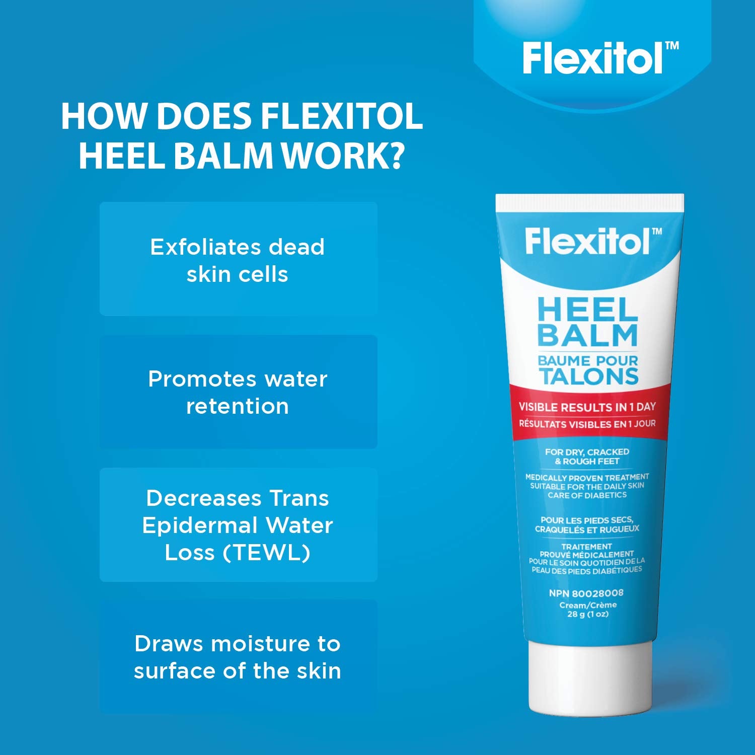 Flexitol Heel Balm – Best Foot Cream, Urea-Based Moisturizing, Intensive Hydration, Soothing & Exfoliating (28g)