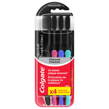 Colgate Slim Soft Full Size Toothbrush with Charcoal (4 Pack) - 3x Better Plaque Remover, Soft Bristle Toothbrush for Effective Cleaning, Gentle and Slim Design, Ideal for Sensitive Gums